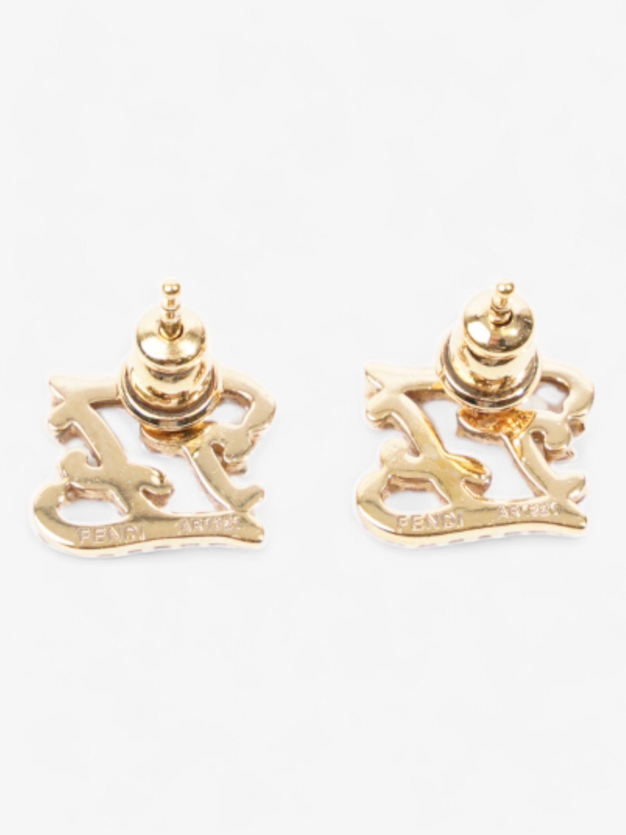 Fendi FF Earrings Gold / White Base Metal