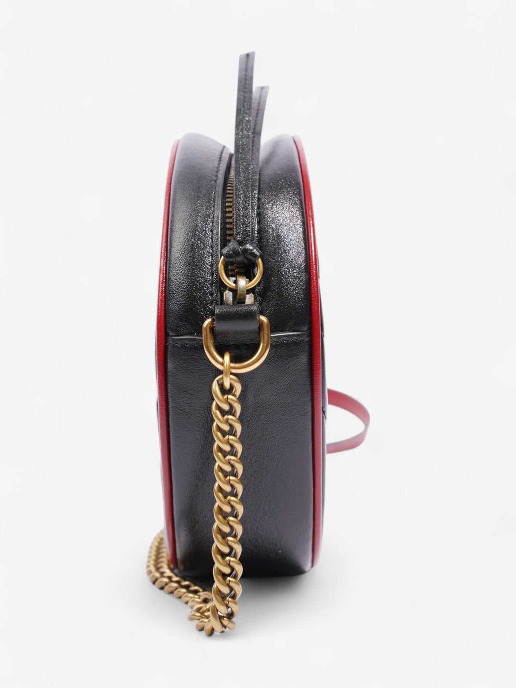 Gucci GG Marmont Round Black / Red Matelasse Leather