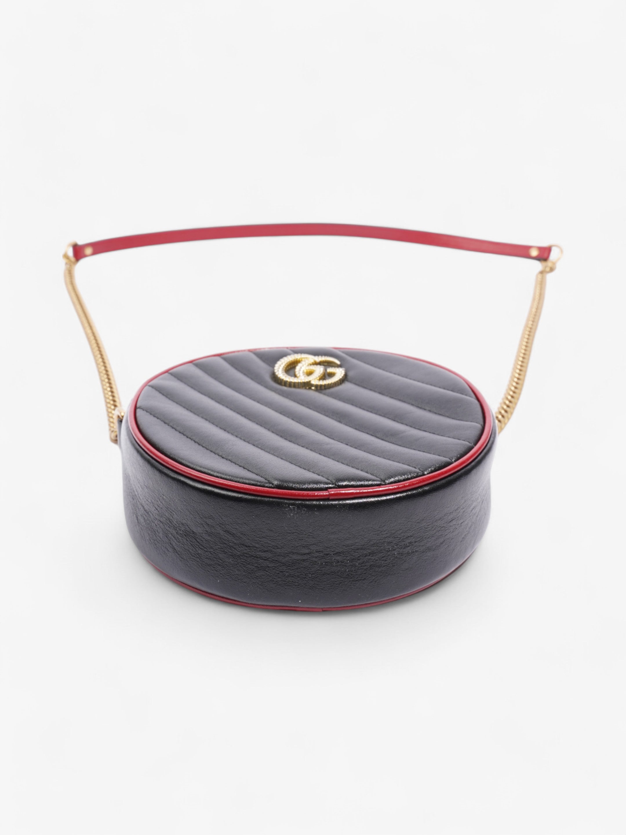 Gucci GG Marmont Round Black / Red Matelasse Leather