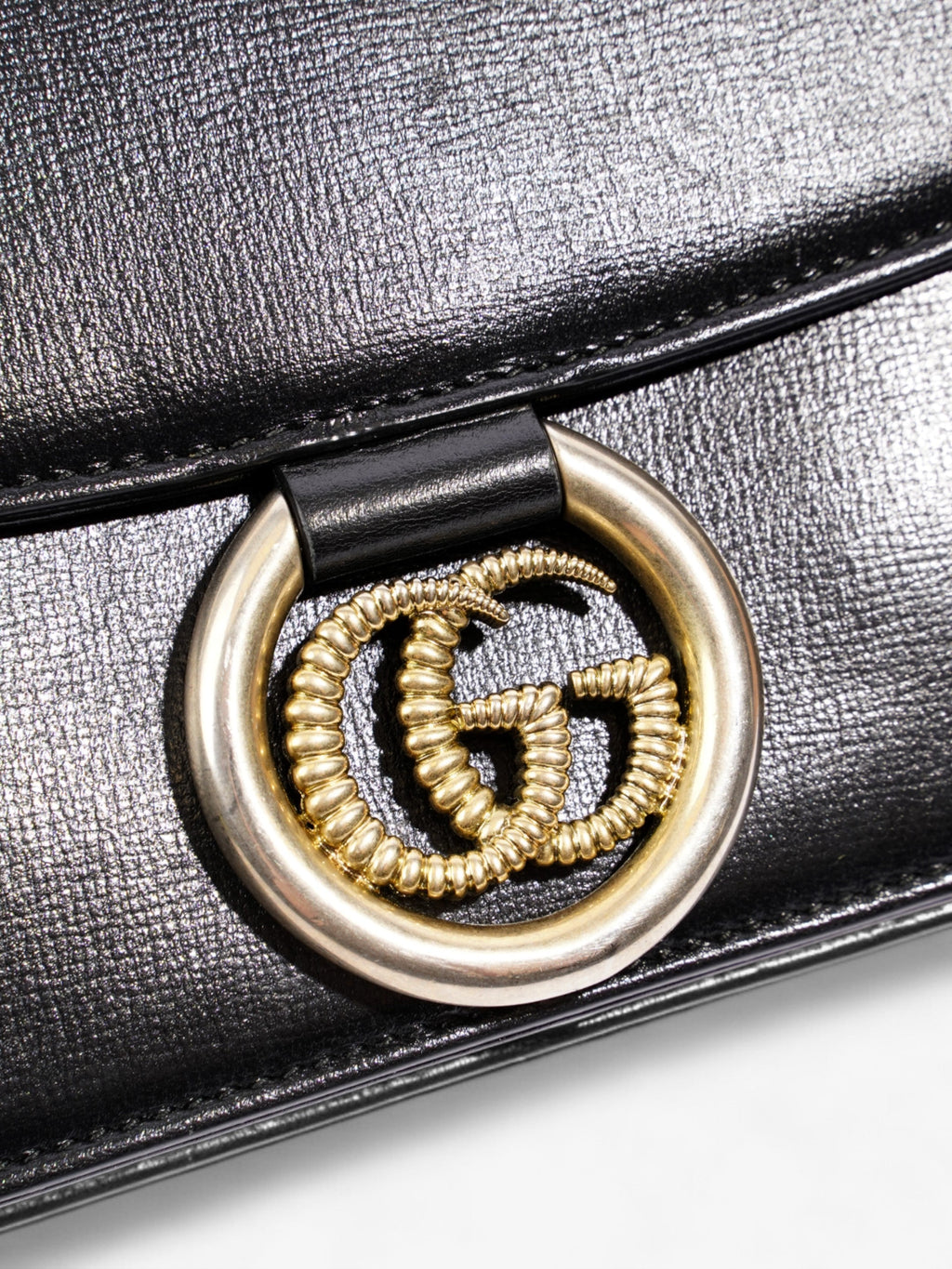 Gucci Torchon GG Ring Black Calfskin Leather Small