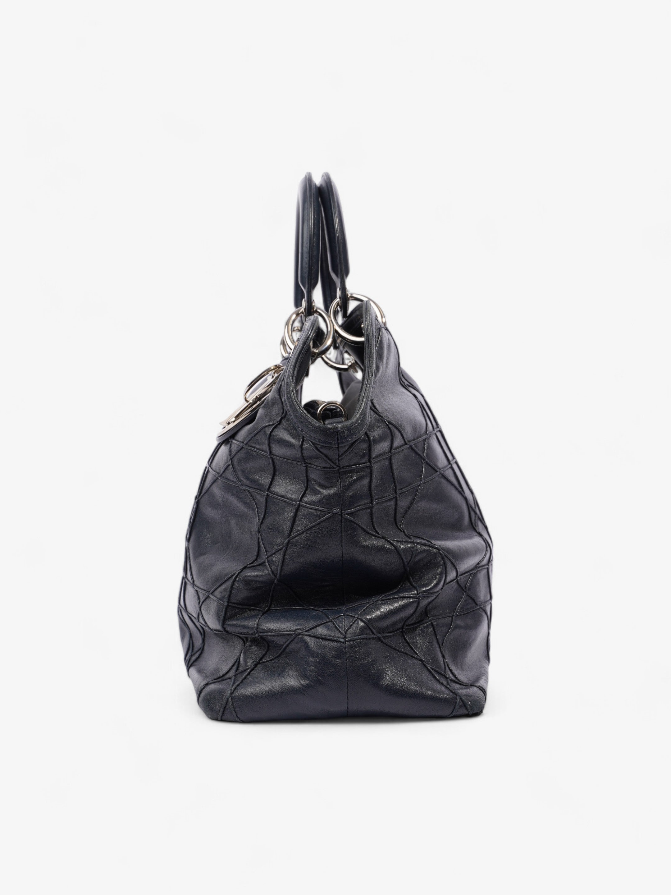 Christian Dior Granville Bag Navy Blue Leather Medium