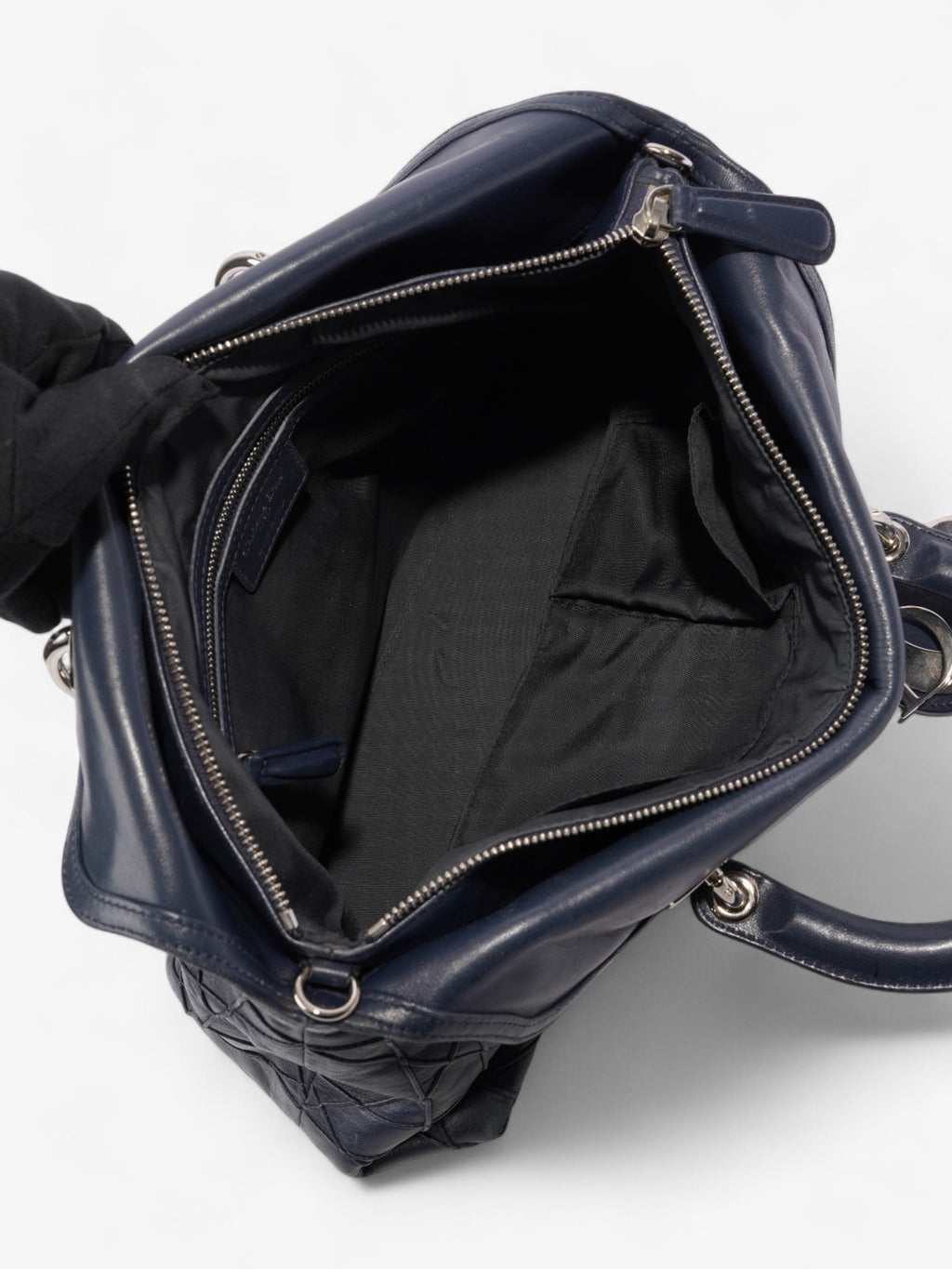 Christian Dior Granville Bag Navy Blue Leather Medium
