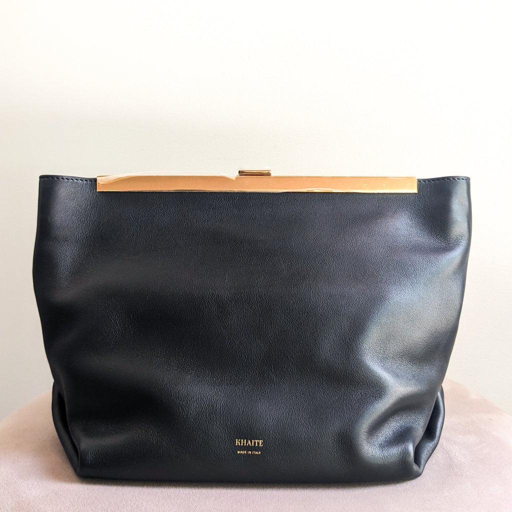 Khaite Black Leather Augusta Crossbody Shoulder Bag