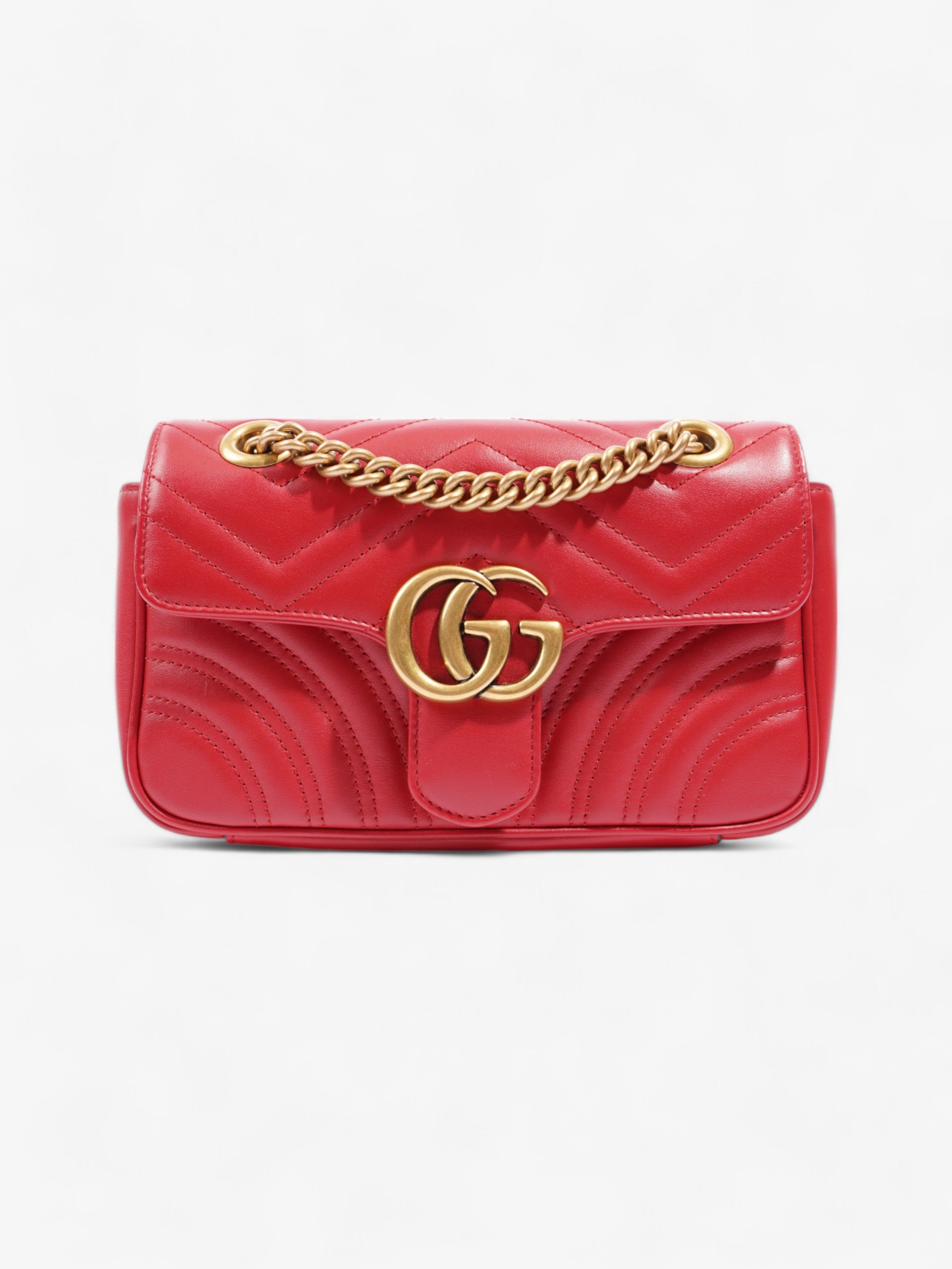 Gucci GG Marmont Red Matelasse Leather Mini