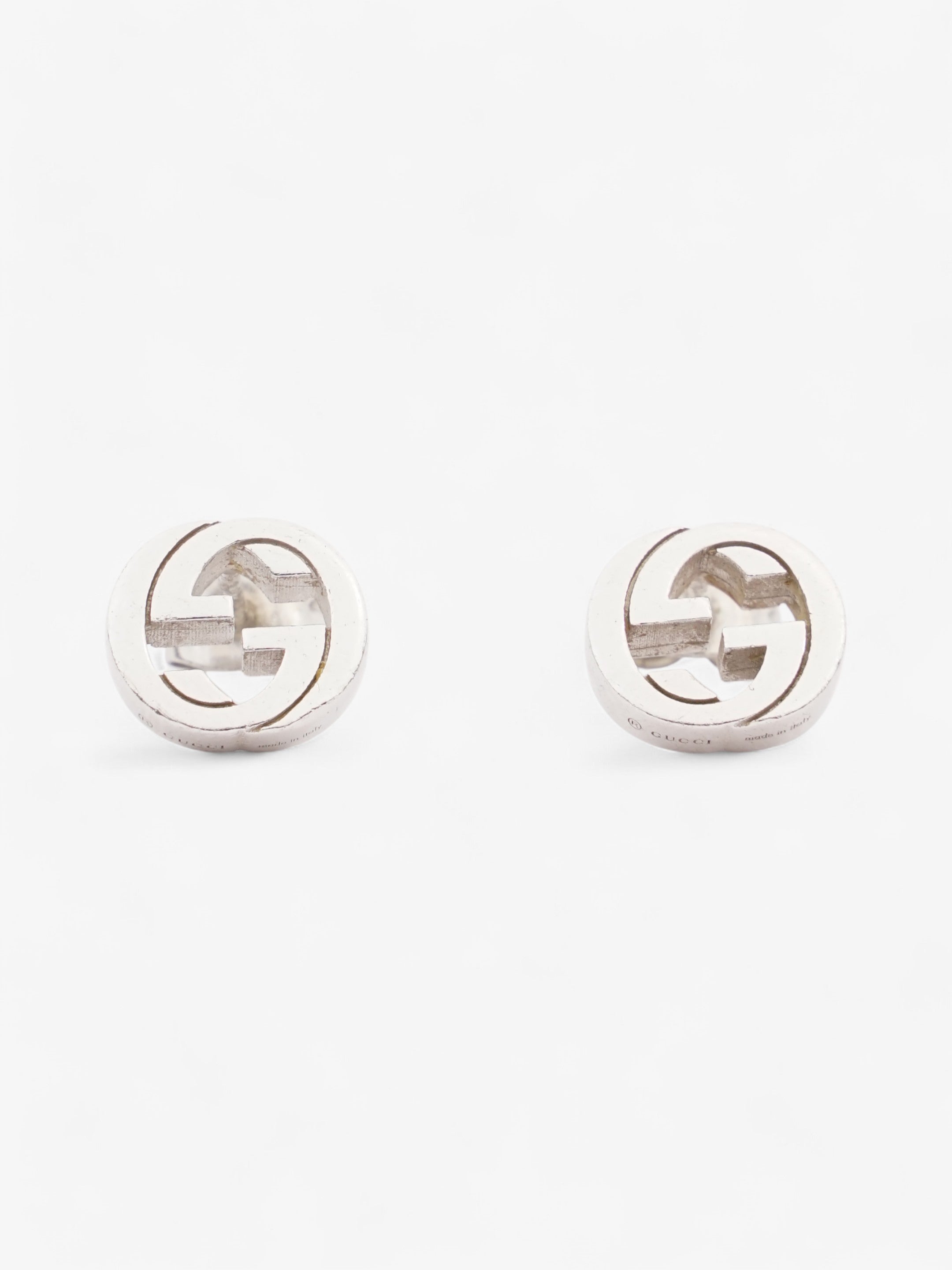 Gucci Interlocking G Earrings Silver Silver Sterling