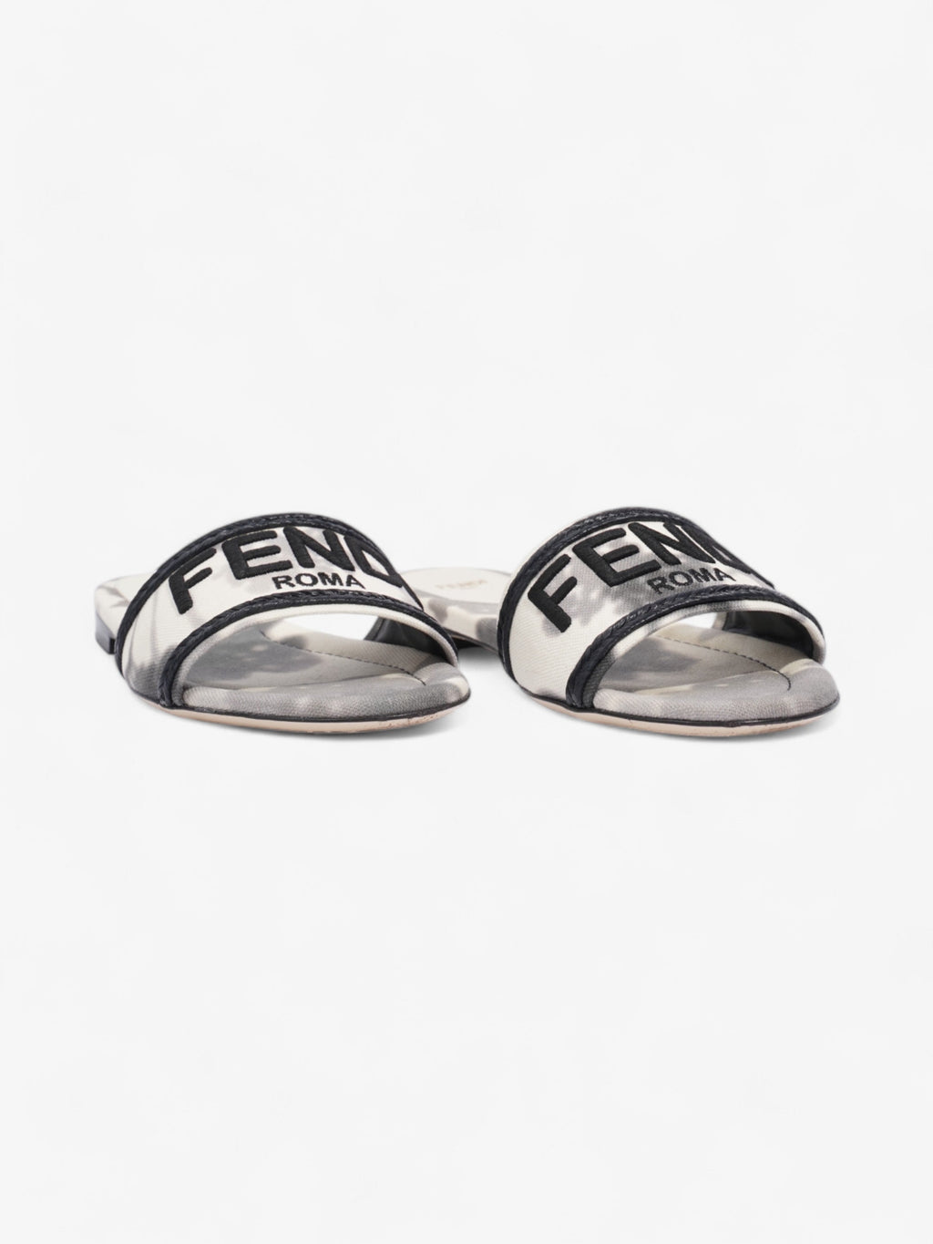 Fendi Logo Sandals Black / Grey / White Canvas EU 38 UK 5