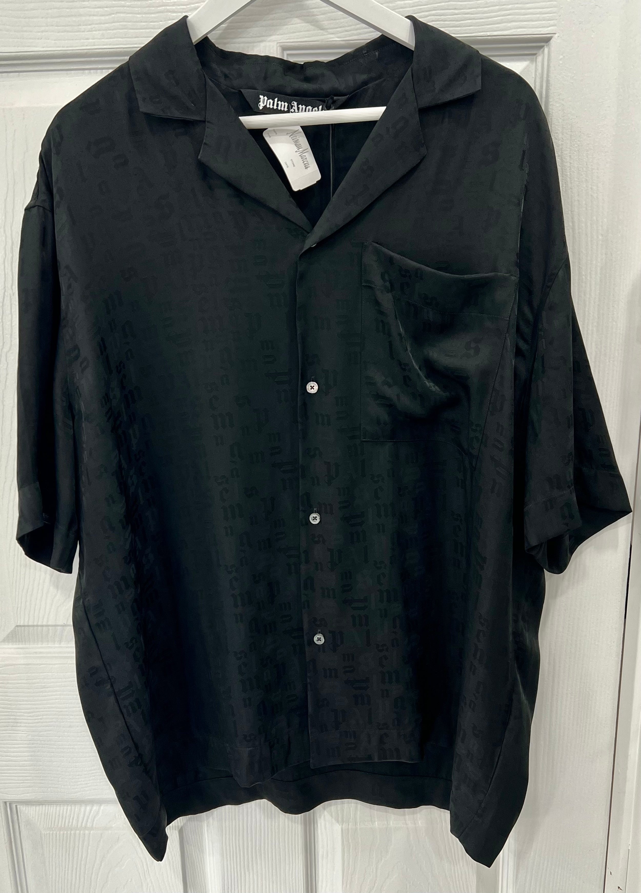 PALM ANGELS TONAL MONOGRAM BOWLING SHIRT