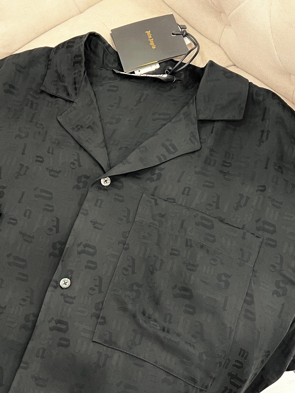 PALM ANGELS TONAL MONOGRAM BOWLING SHIRT