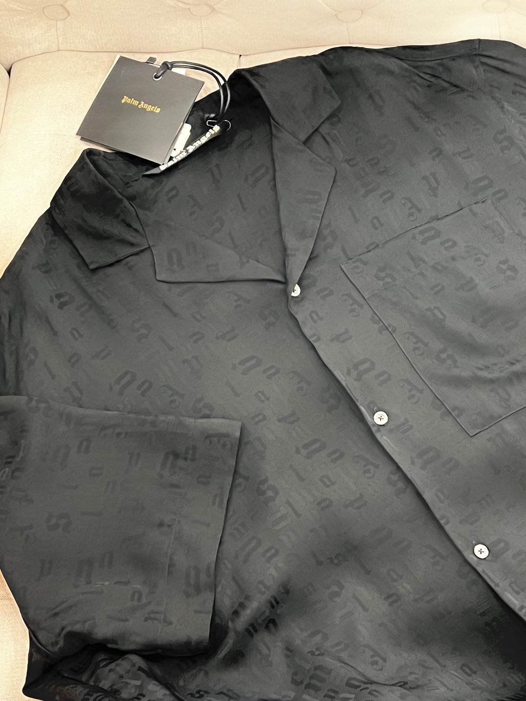 PALM ANGELS TONAL MONOGRAM BOWLING SHIRT