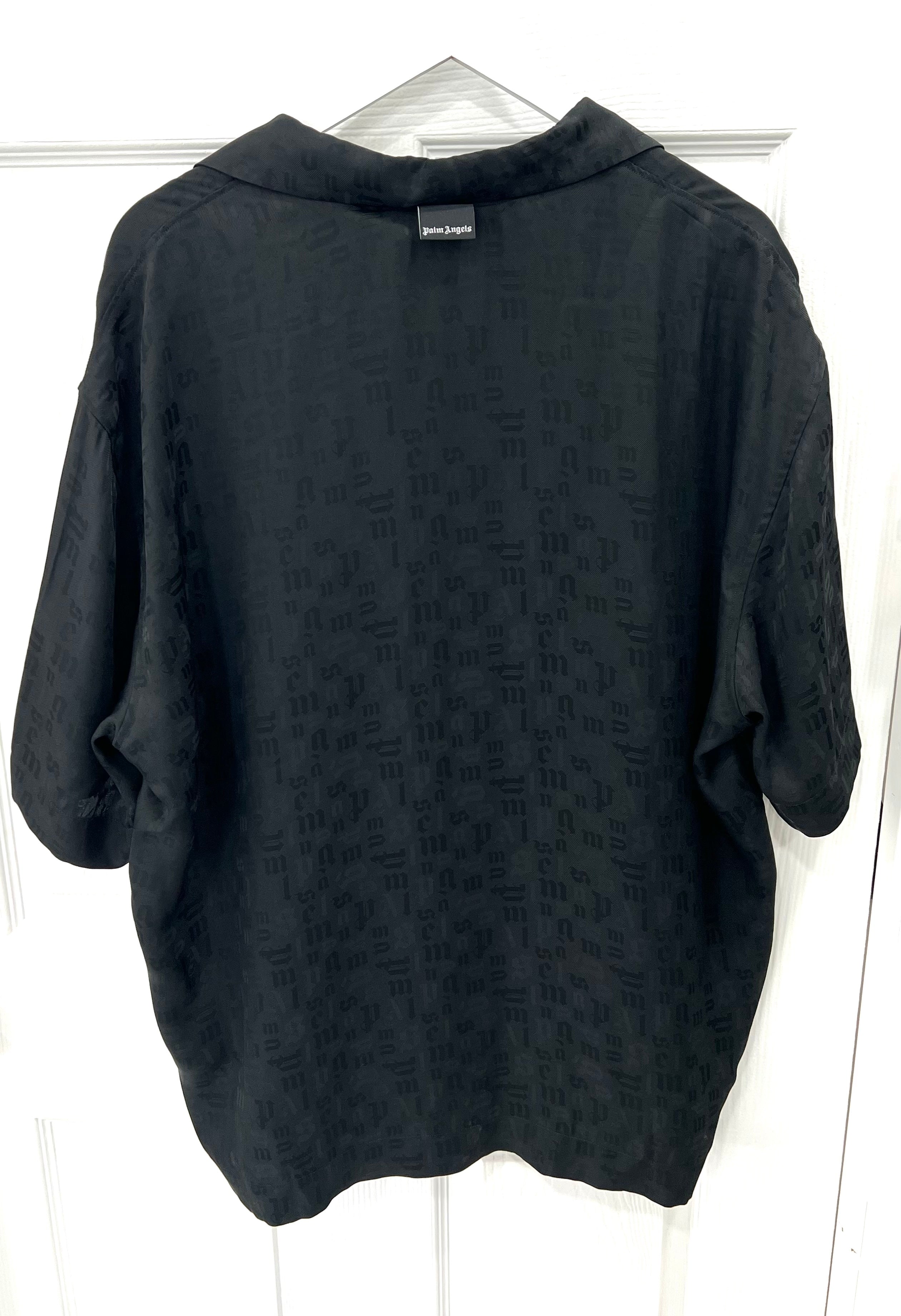 PALM ANGELS TONAL MONOGRAM BOWLING SHIRT
