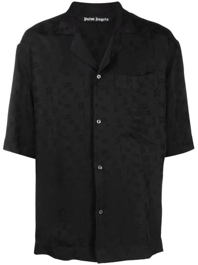 PALM ANGELS TONAL MONOGRAM BOWLING SHIRT
