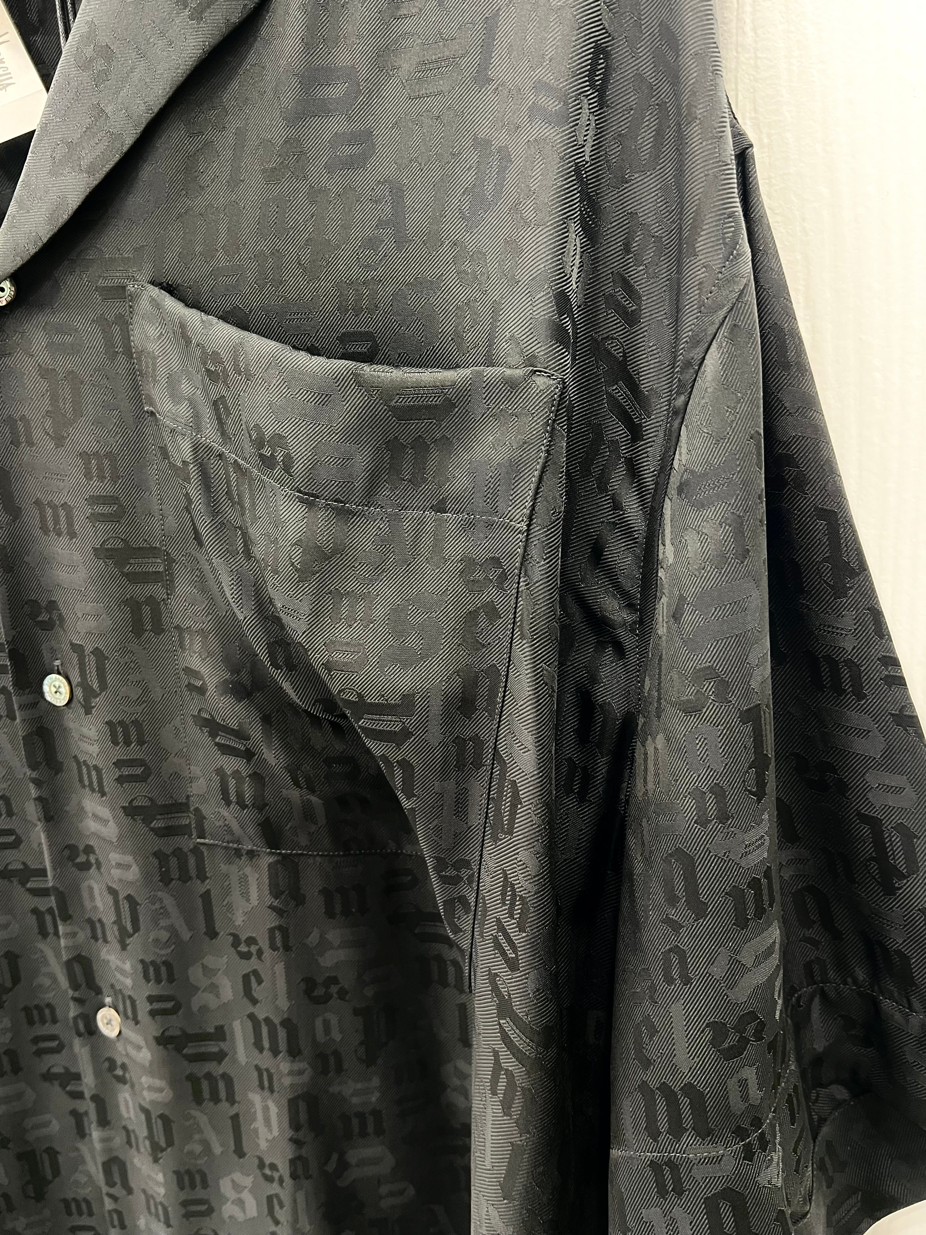 PALM ANGELS TONAL MONOGRAM BOWLING SHIRT