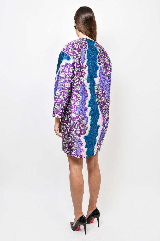 Peter Pilotto Blue/Purple Silk "Twill Marine" Jacket Size 14