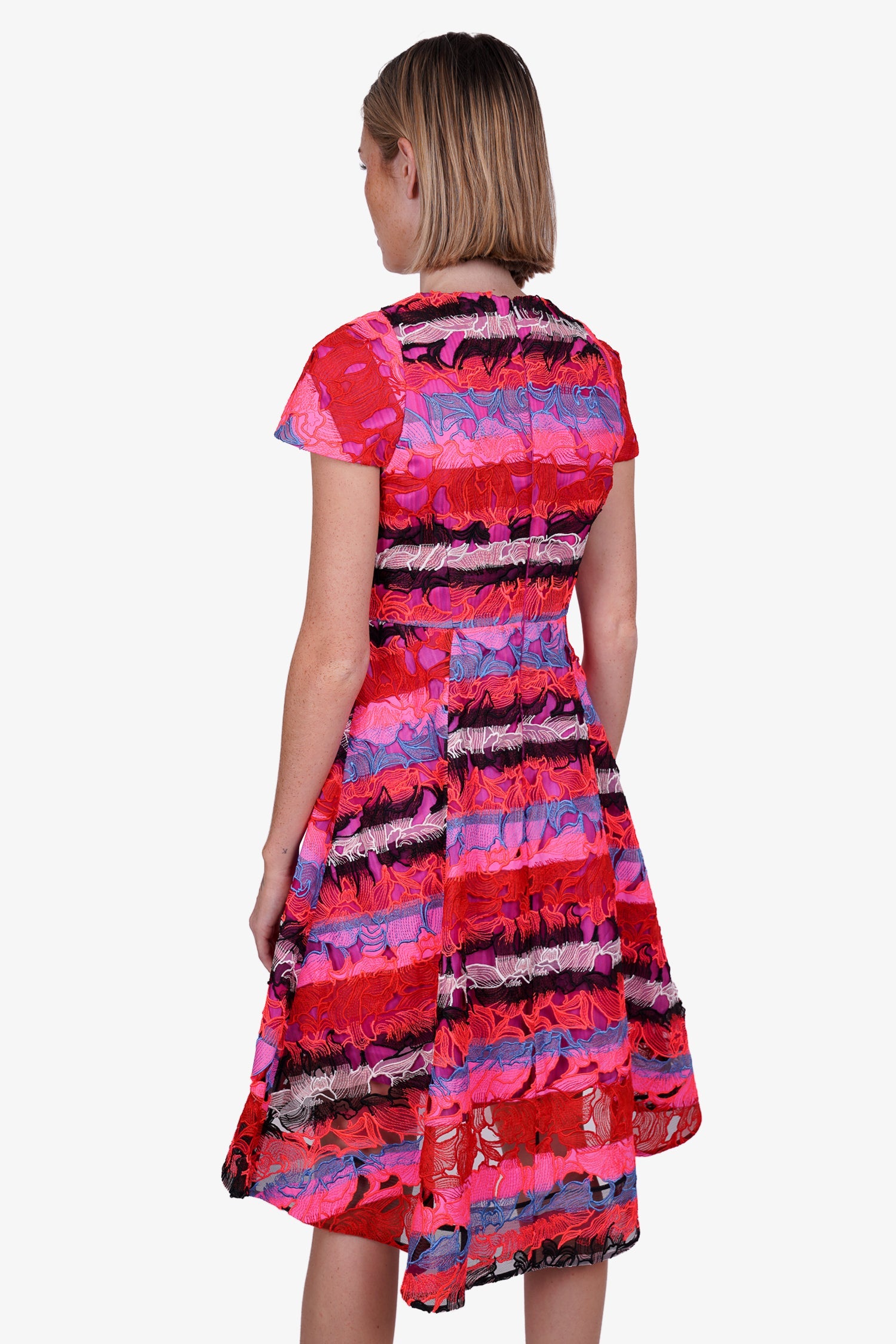 Peter Pilotto Red/Multicolor Silk Cut Out Dress Size 4