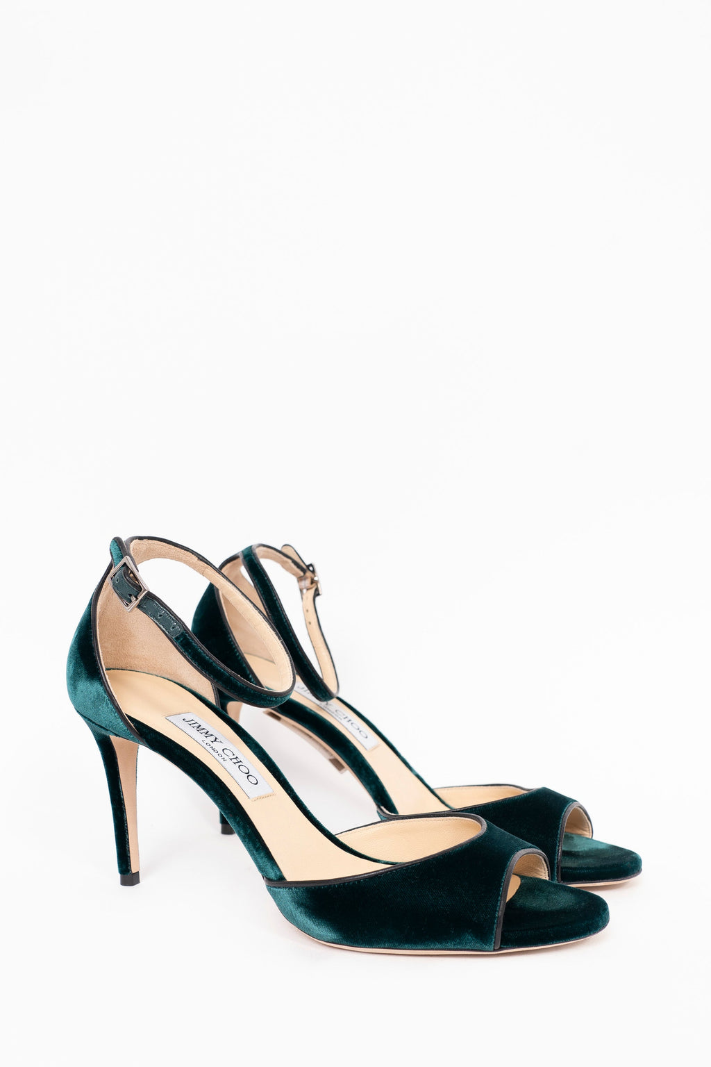 Jimmy Choo Green Velvet Strap Heels Size 40.5