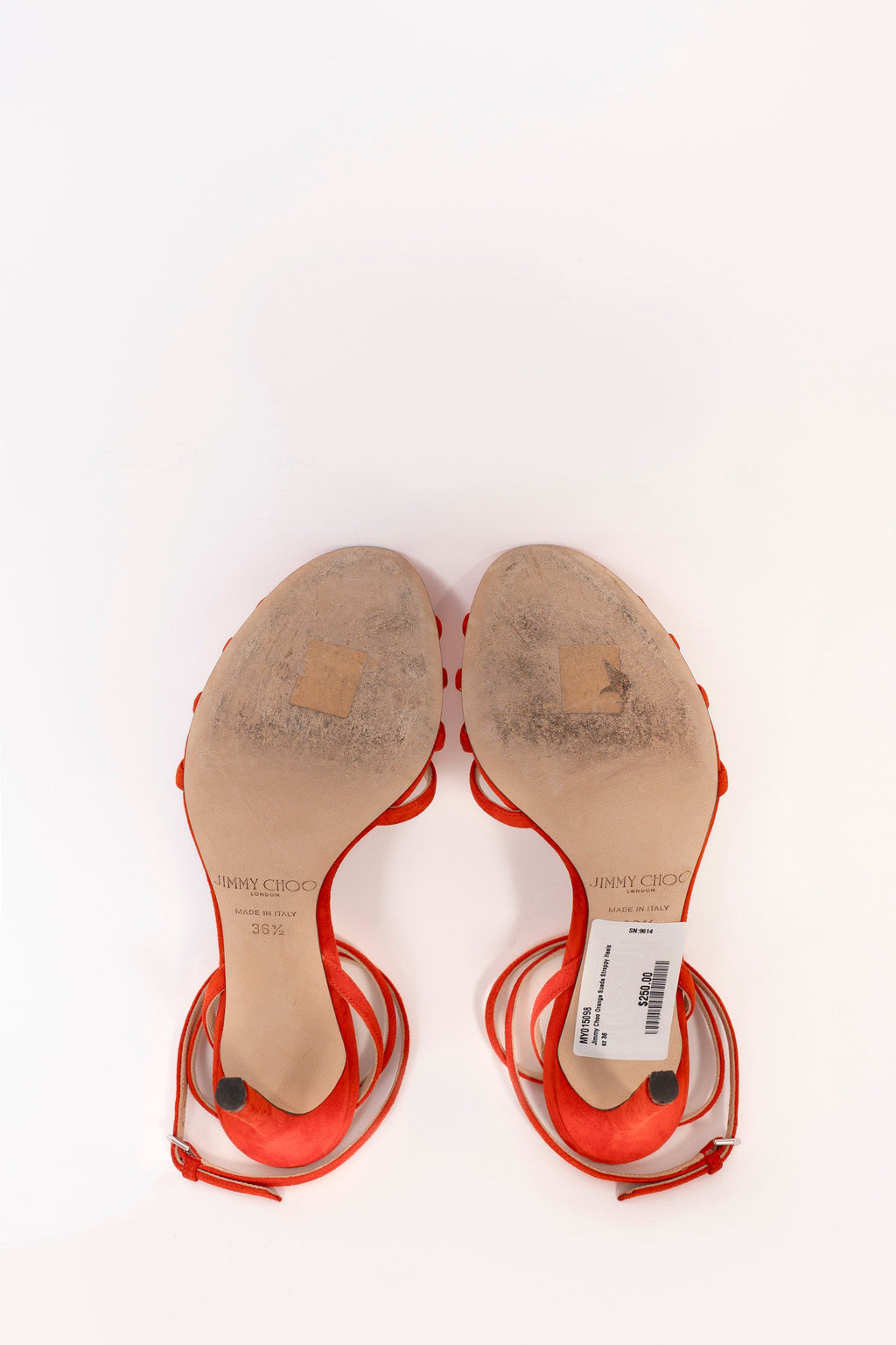 Jimmy Choo Orange Suede Strappy Heels Size 36