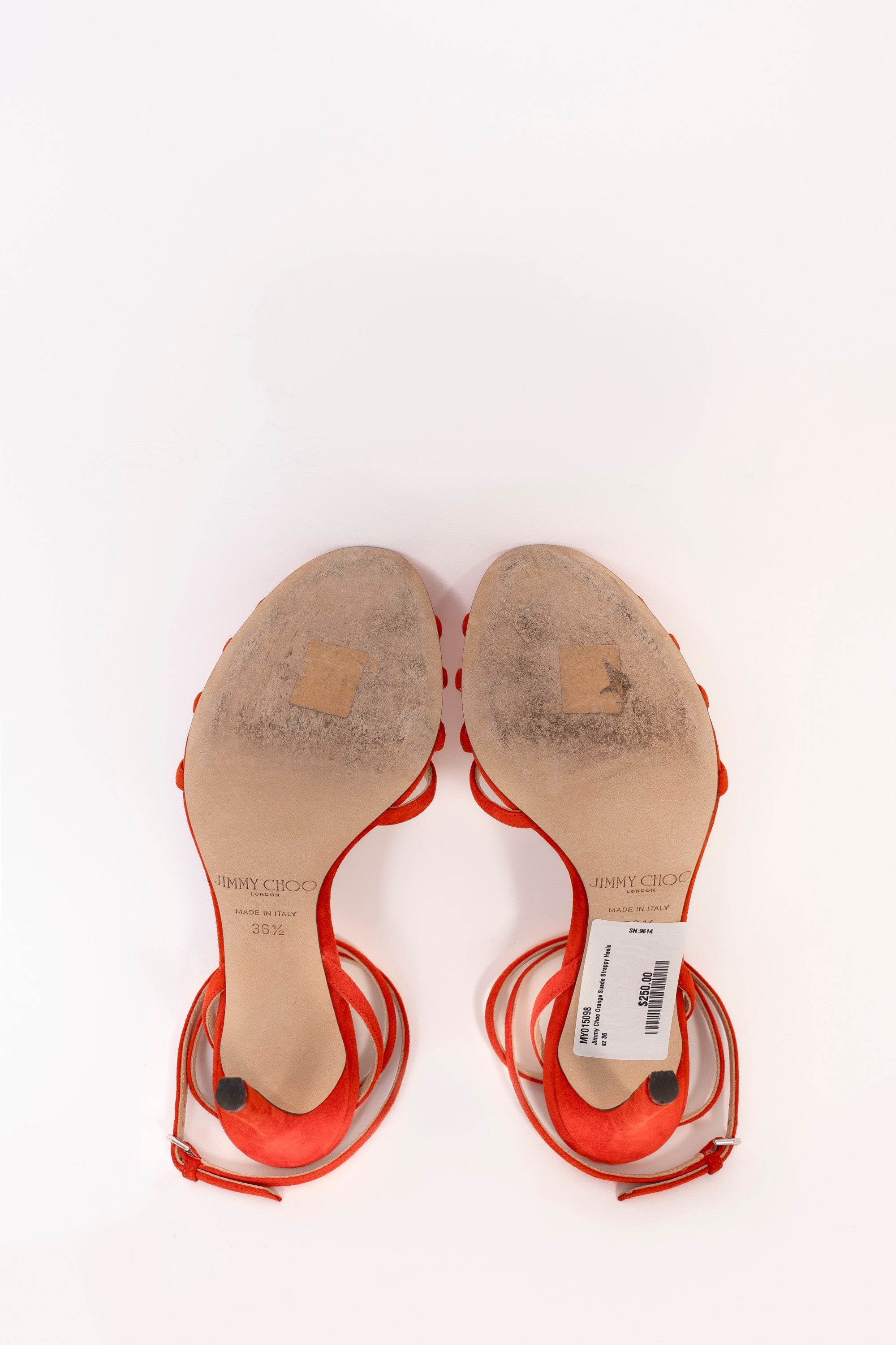 Jimmy Choo Orange Suede Strappy Heels Size 36