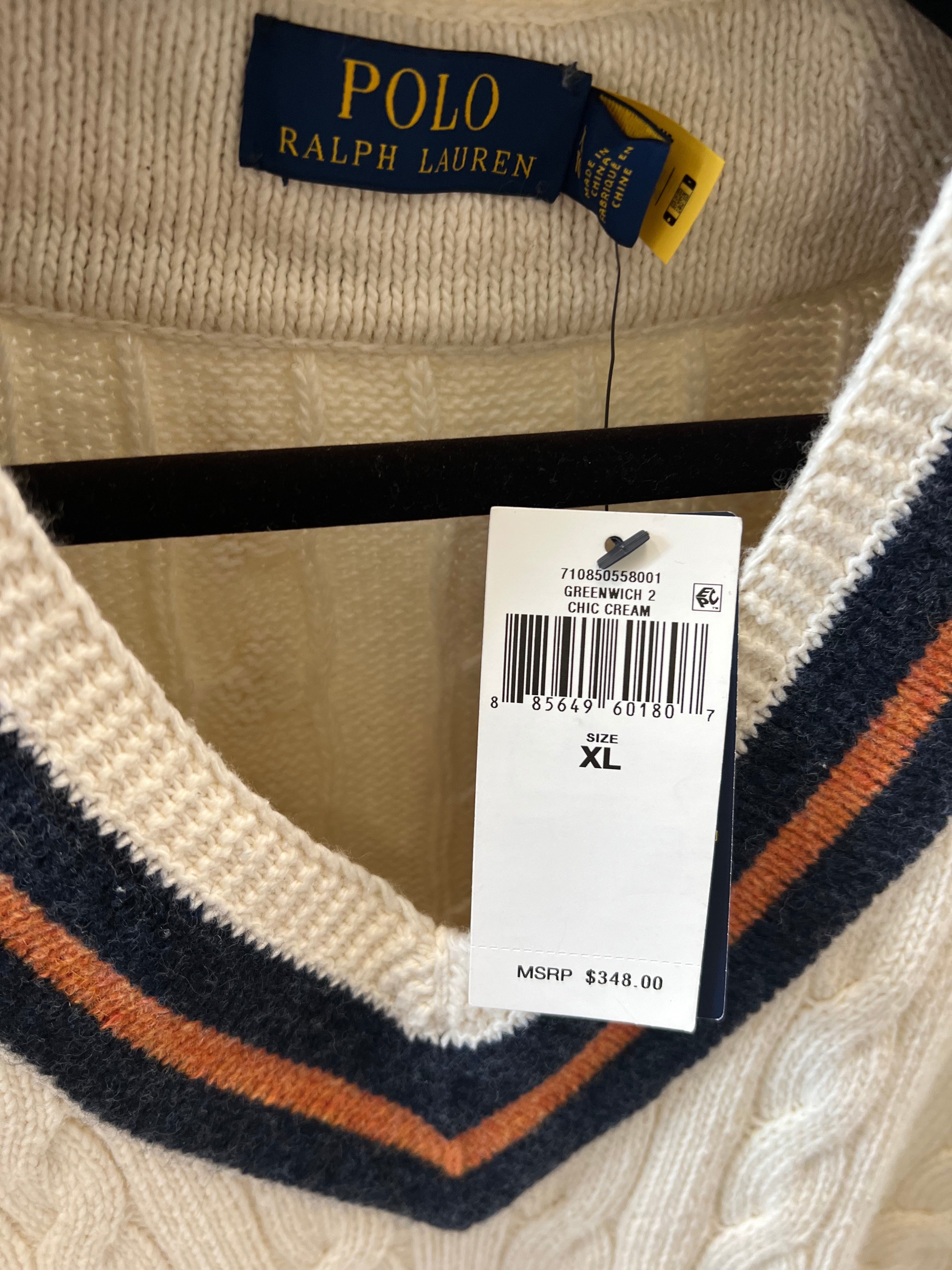 POLO RALPH LAUREN MEN'S COTTON CASHMERE CRICKET SWEATER
