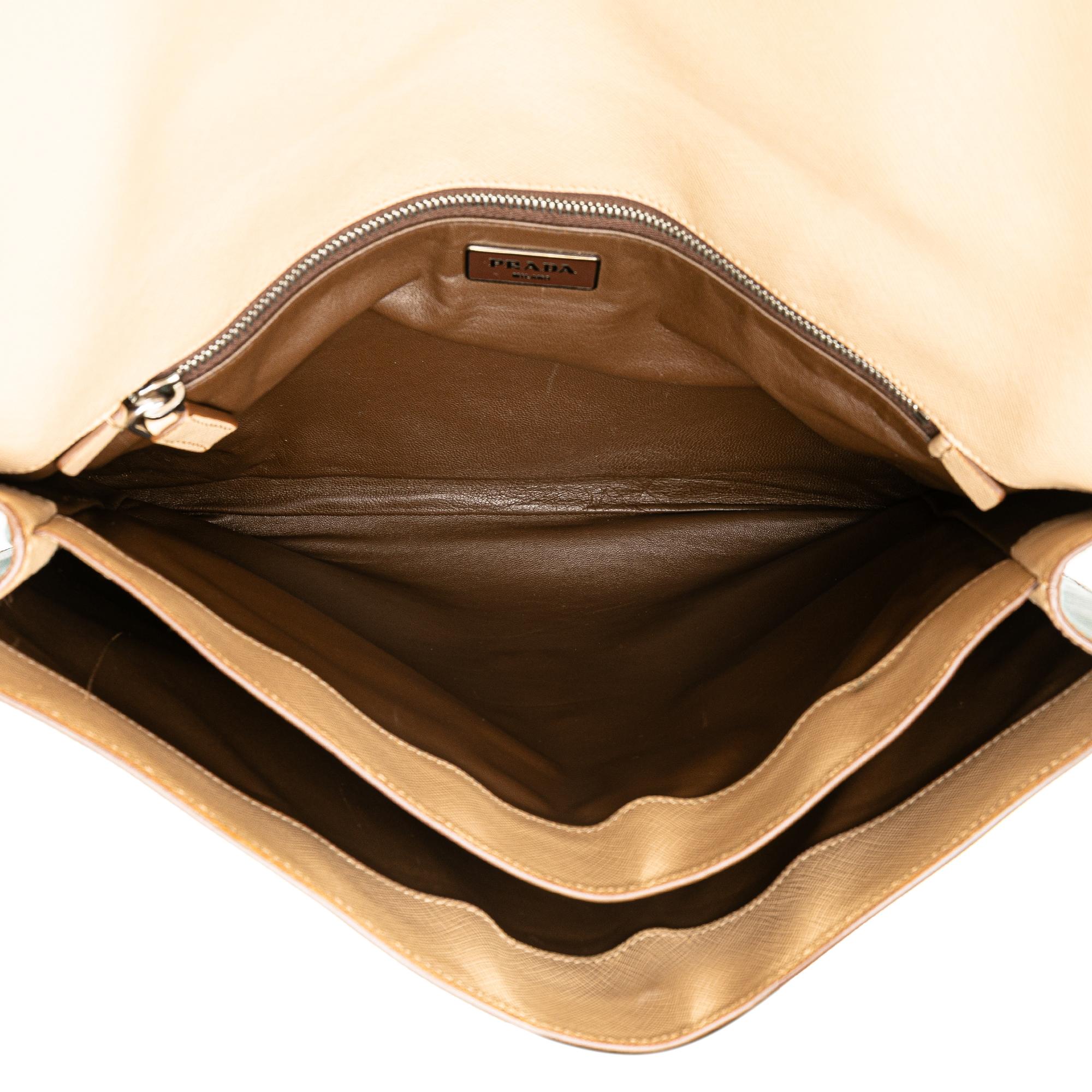Prada Bicolor Saffiano Envelope Pushlock Clutch