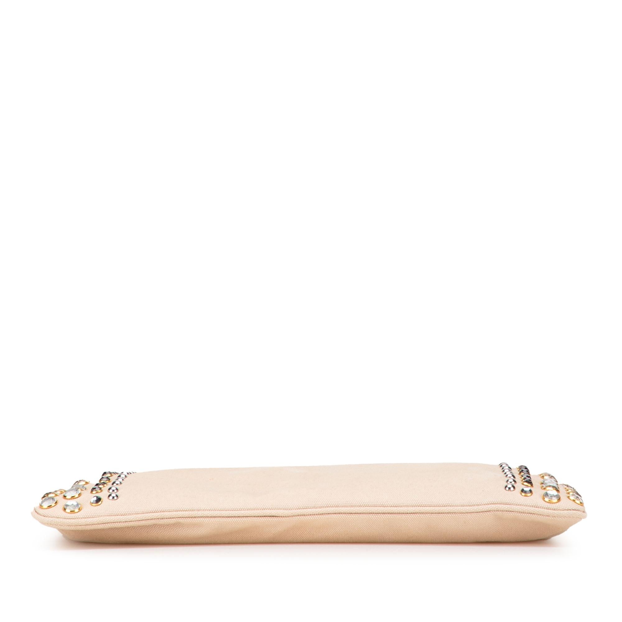 Prada Canvas Canapa Studded Vernice Clutch