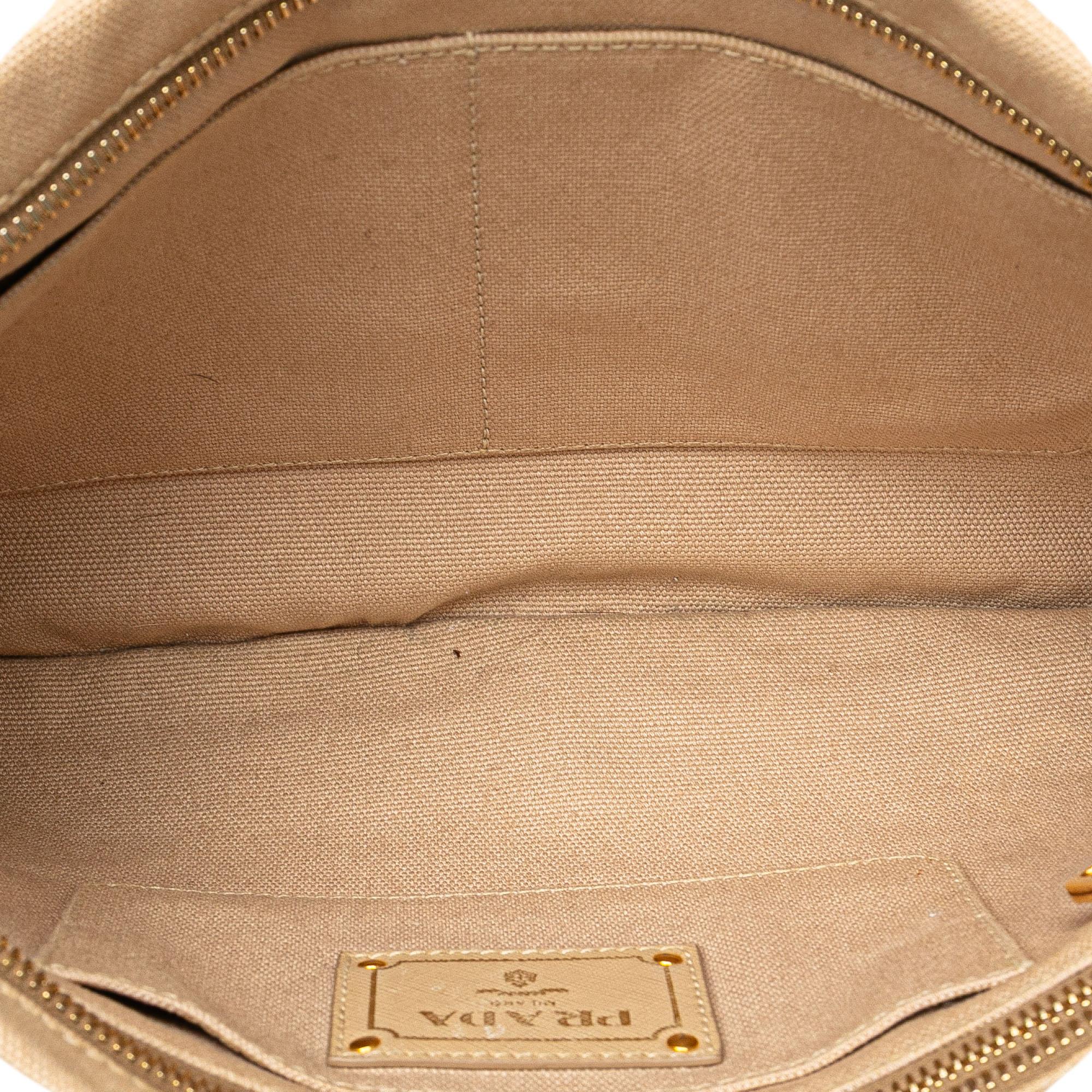 Prada Canvas Canapa Studded Vernice Clutch