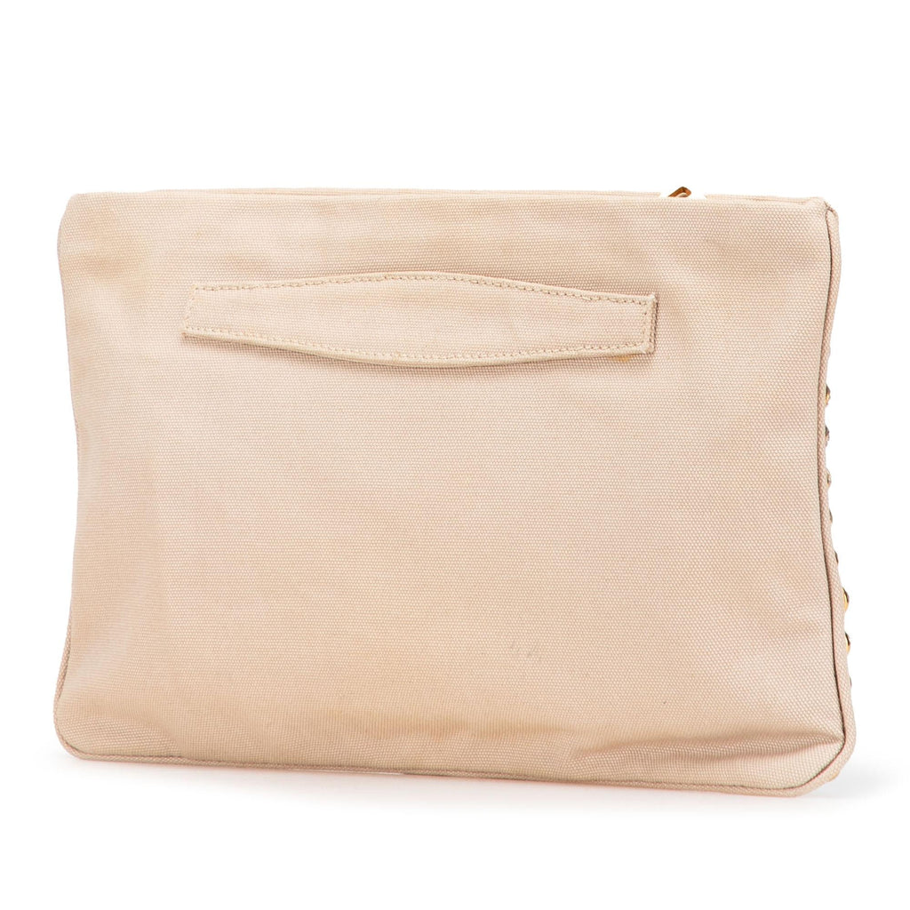 Prada Canvas Canapa Studded Vernice Clutch