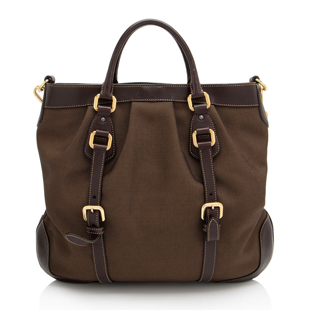 Prada Canapa Logo Belted Tote (SHF-zDMSqS)