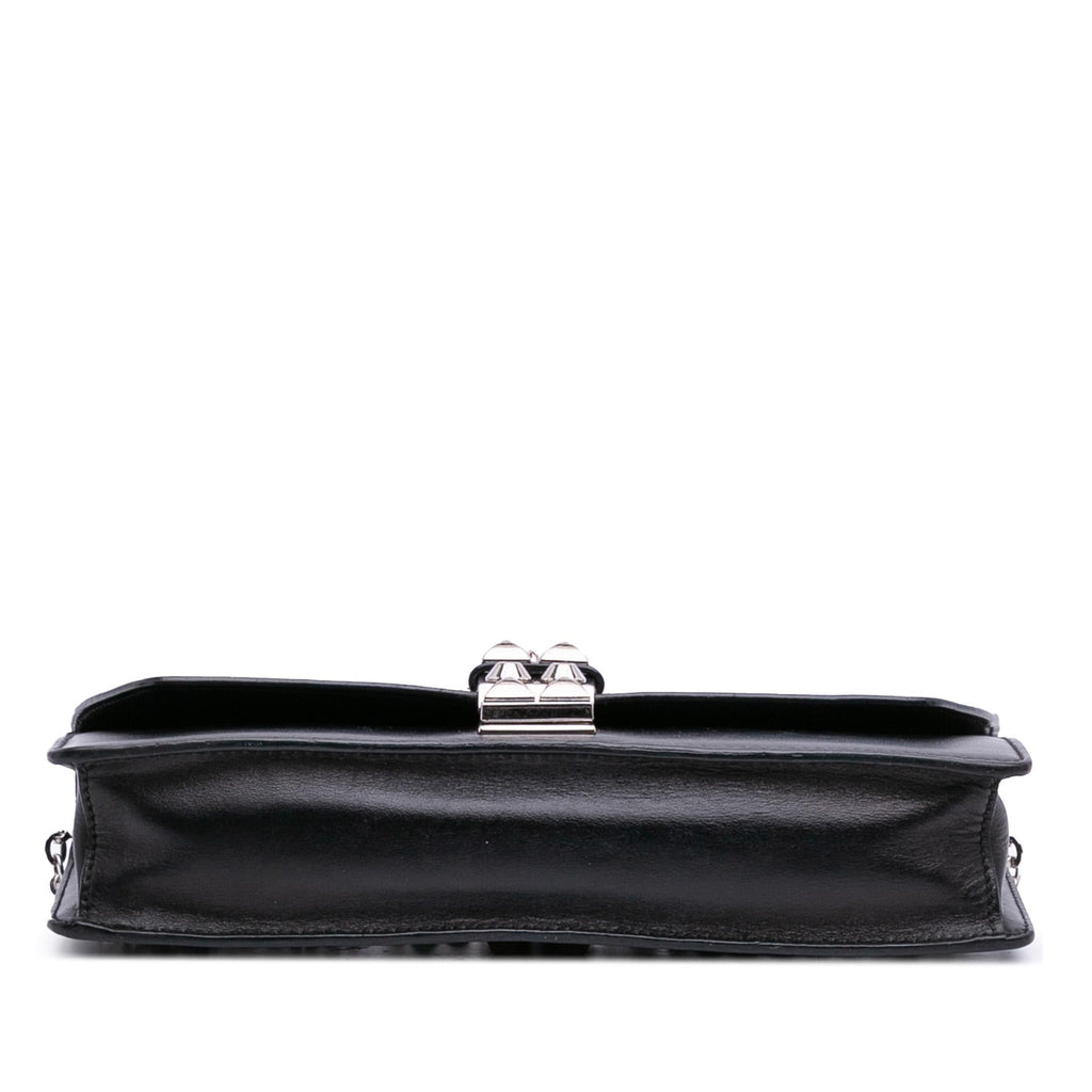Prada City Calfskin and Saffiano Studded Elektra Clutch with Chain