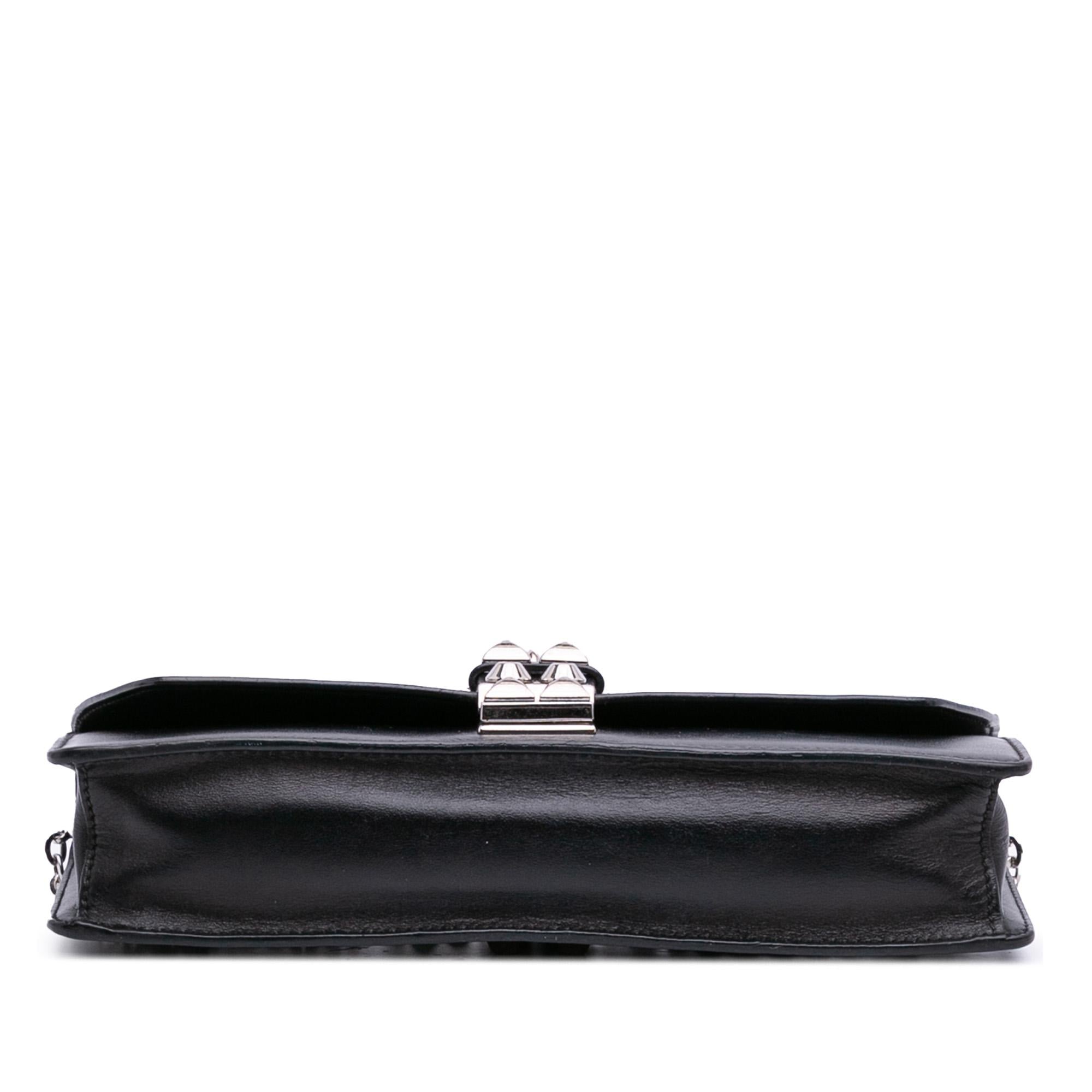 Prada City Calfskin and Saffiano Studded Elektra Clutch with Chain