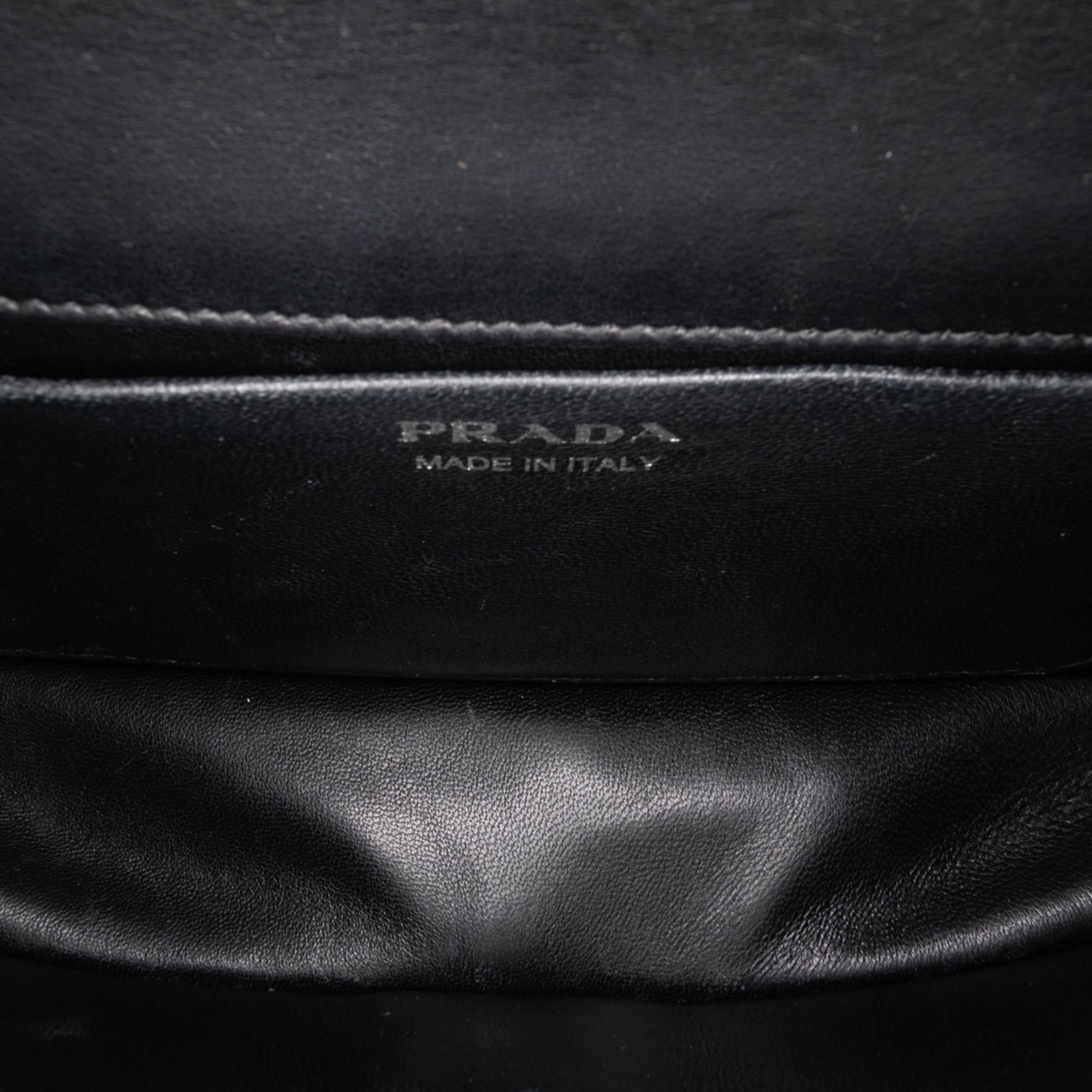 Prada City Calfskin and Saffiano Studded Elektra Clutch with Chain