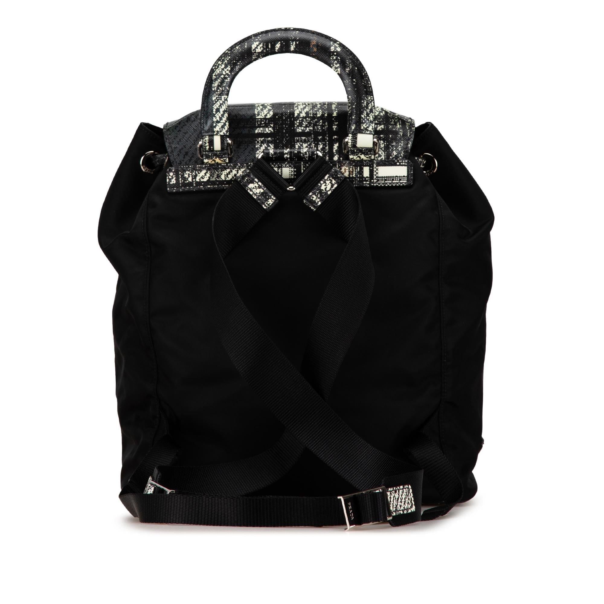 Prada Printed Saffiano Trimmed Tessuto Backpack (SHG-PIB586)