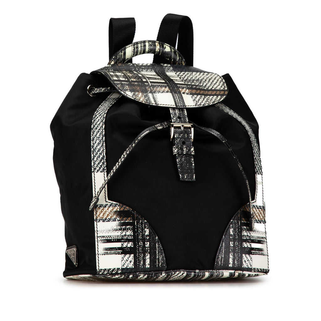 Prada Printed Saffiano Trimmed Tessuto Backpack (SHG-PIB586)