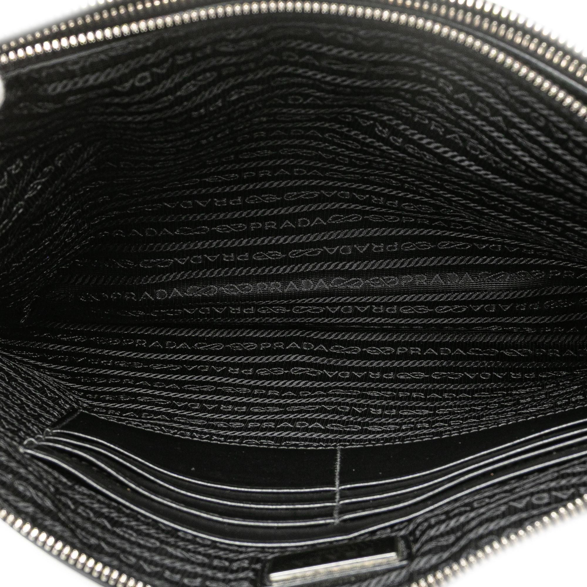 Prada Saffiano Double Zip Clutch