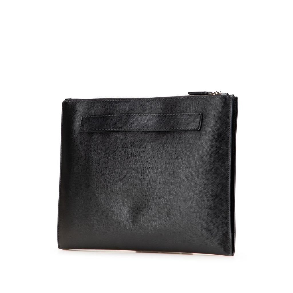 Prada Saffiano Double Zip Clutch