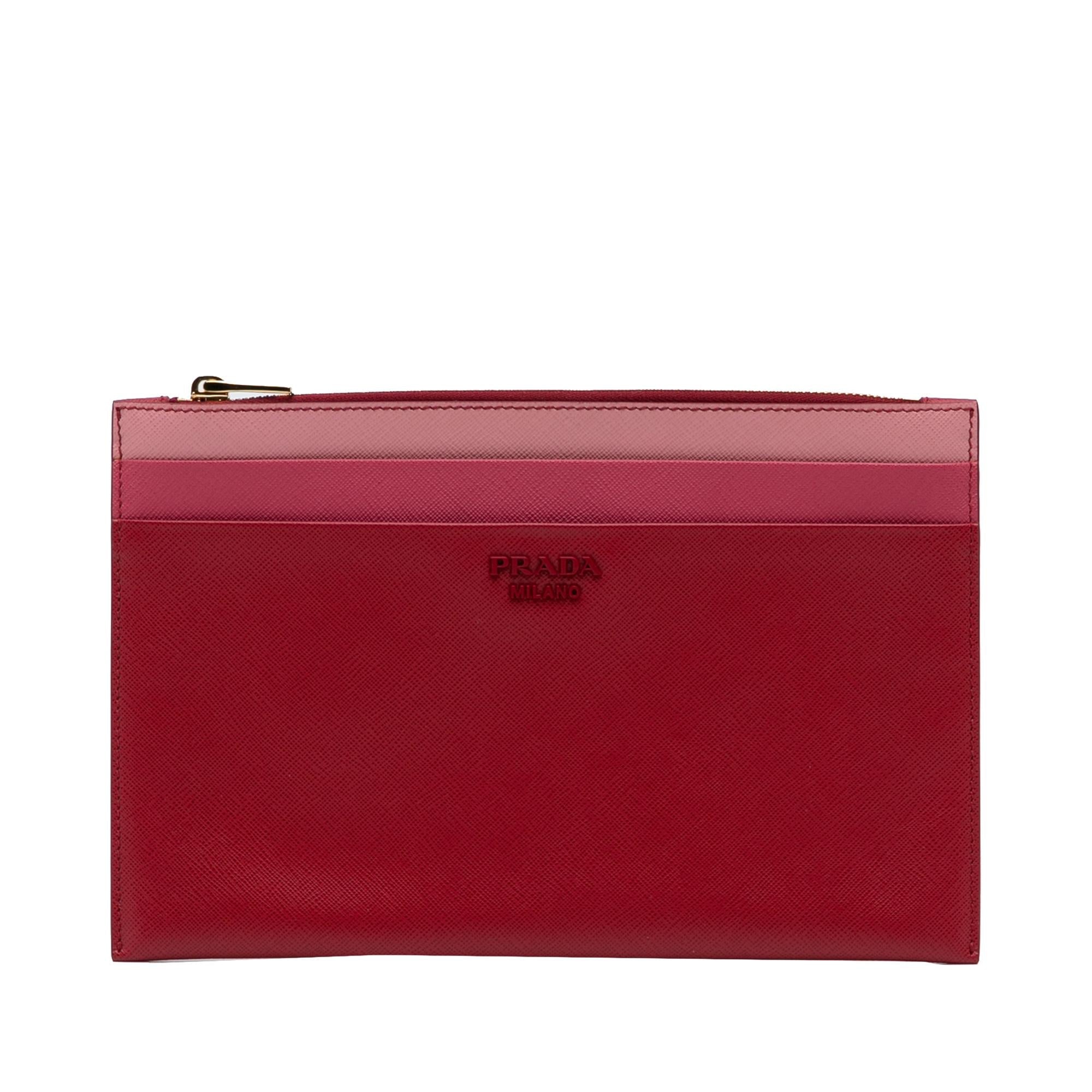 Prada Saffiano Leather Travel Clutch (SHG-dhgDDb)
