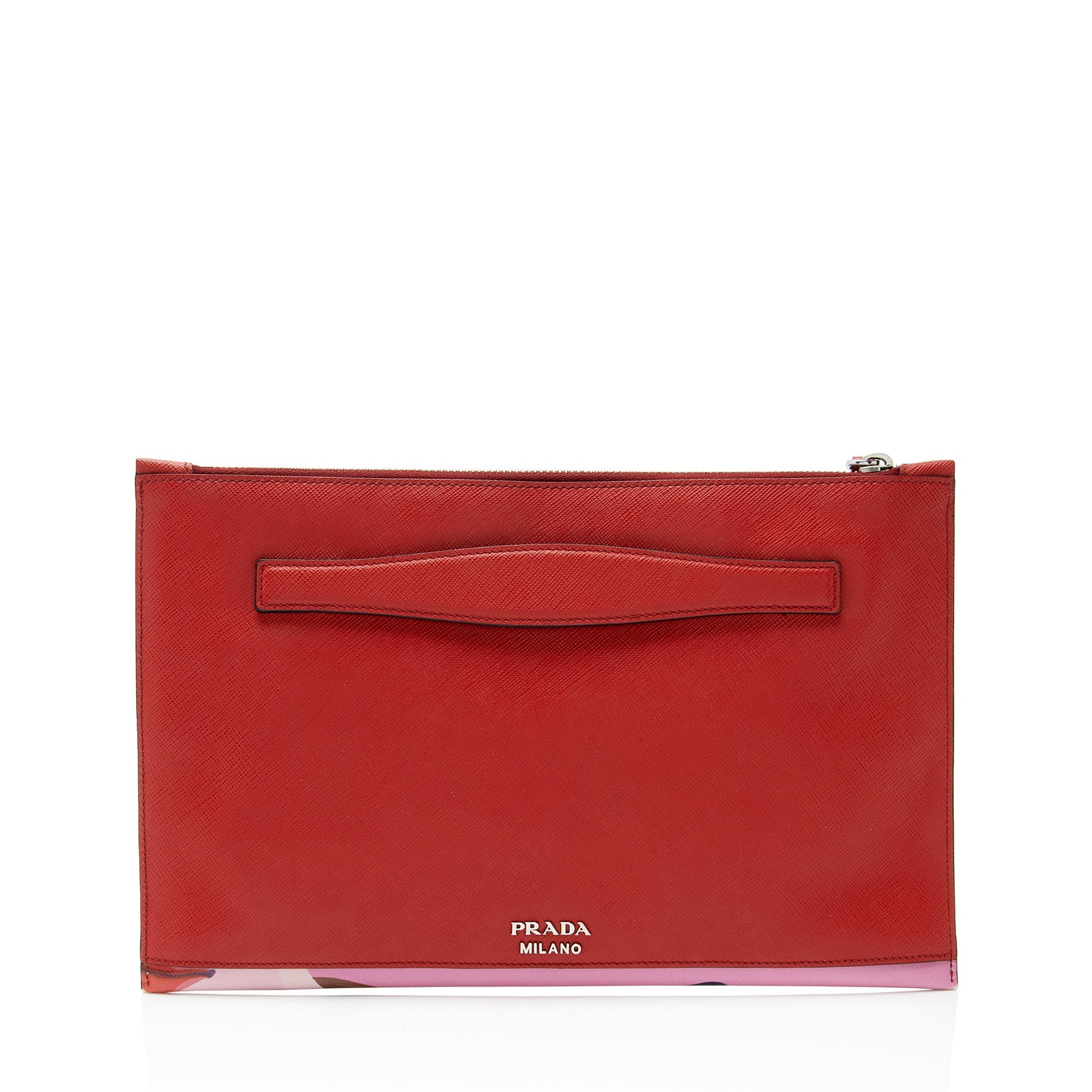 Prada Saffiano Rosso dis Butterfly Clutch