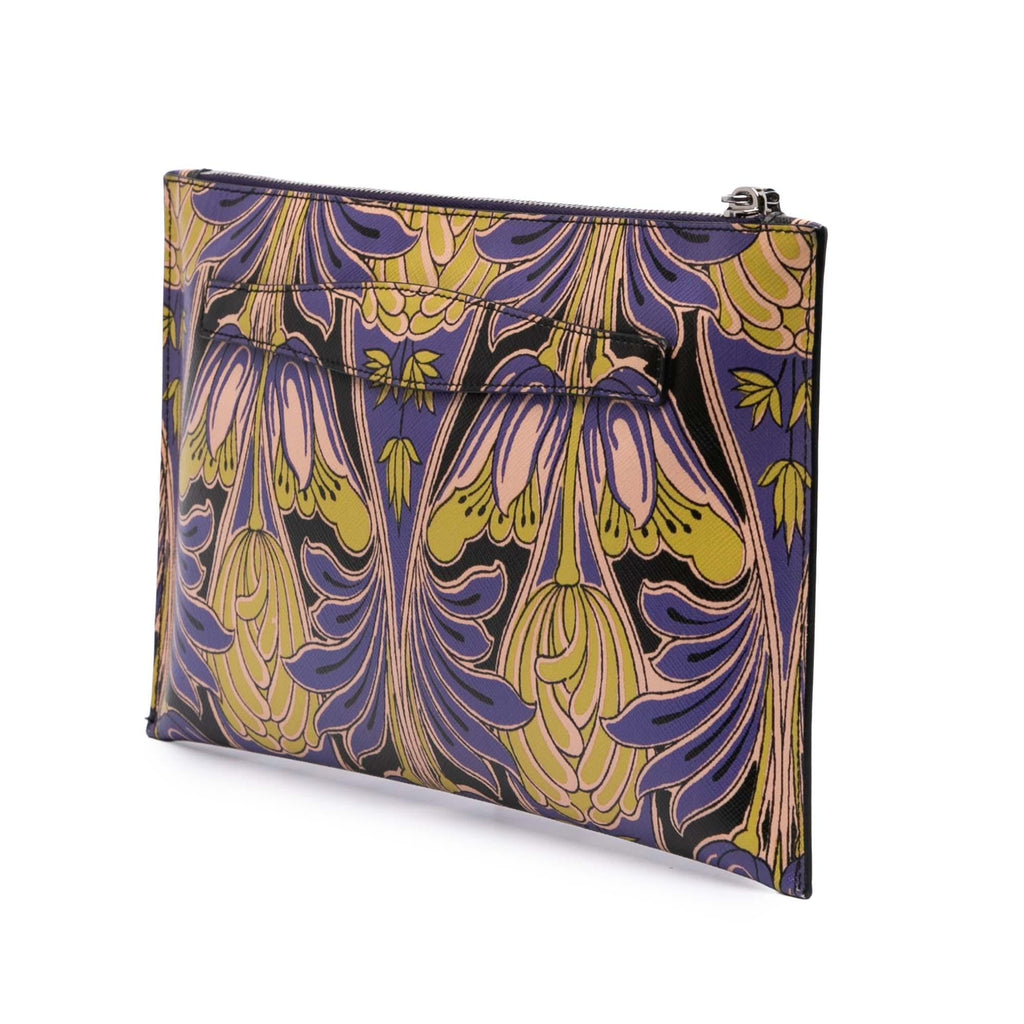 Prada Saffiano Stampa Floral Clutch