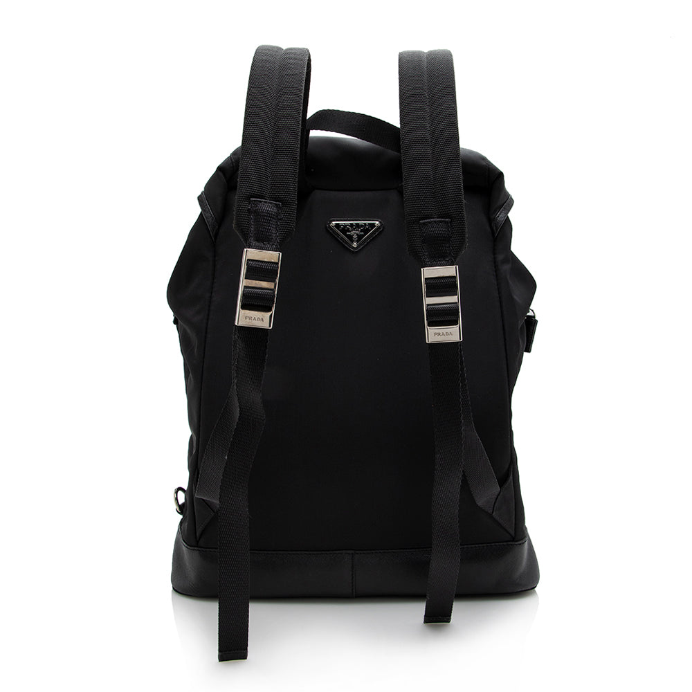Prada Tessuto Double Pocket Drawstring Backpack (SHF-17072)