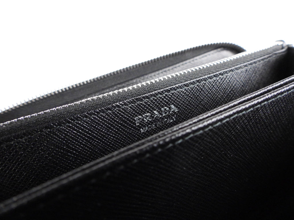 Prada 2017 Limited Edition Patch Cream Saffiano Leather Large Zip Wallet
