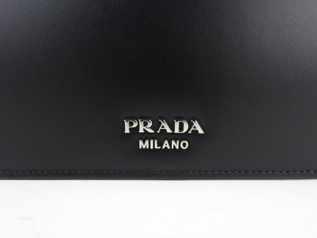 Prada 2018 Black Printed Leather Graphic Logo Two Way Top Handle Bag