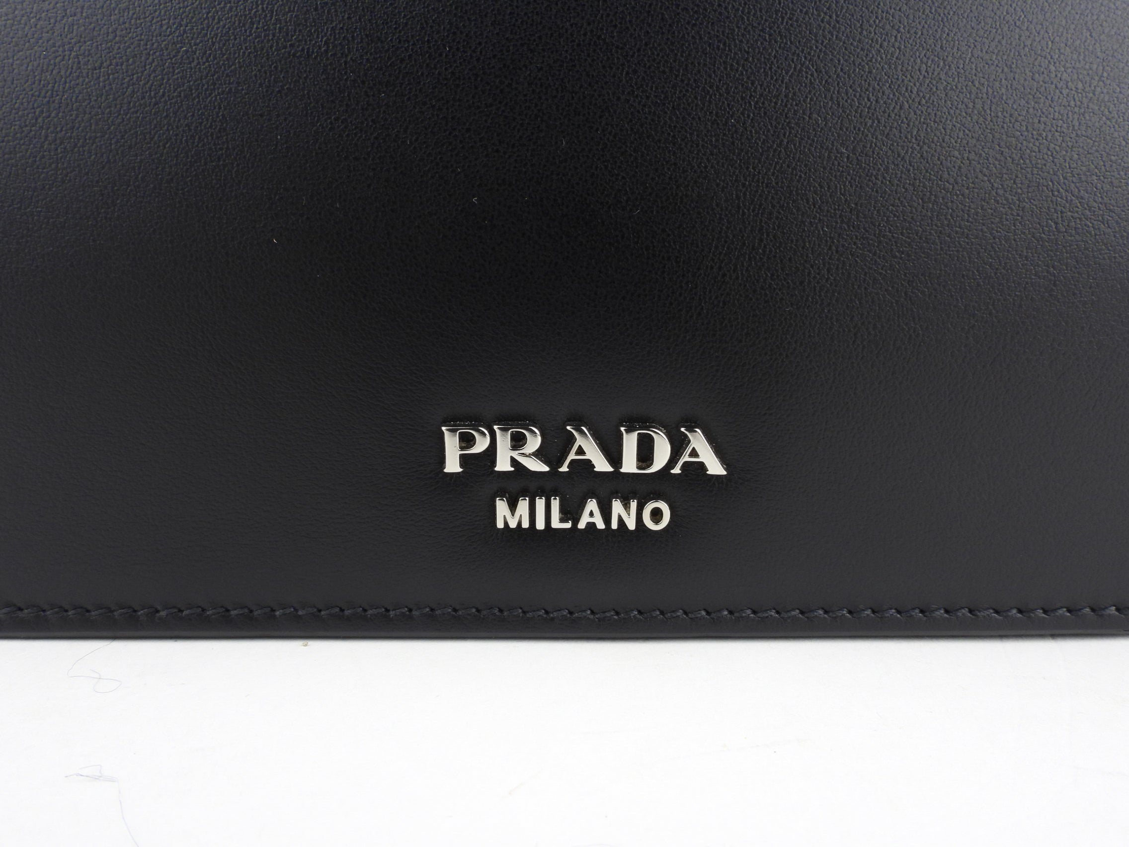 Prada 2018 Black Printed Leather Graphic Logo Two Way Top Handle Bag