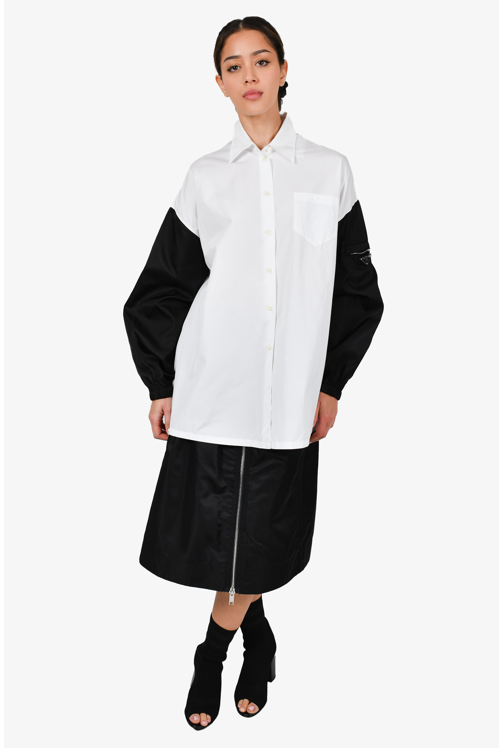 Prada 2021 White/Black Button Down Shirt Size 42
