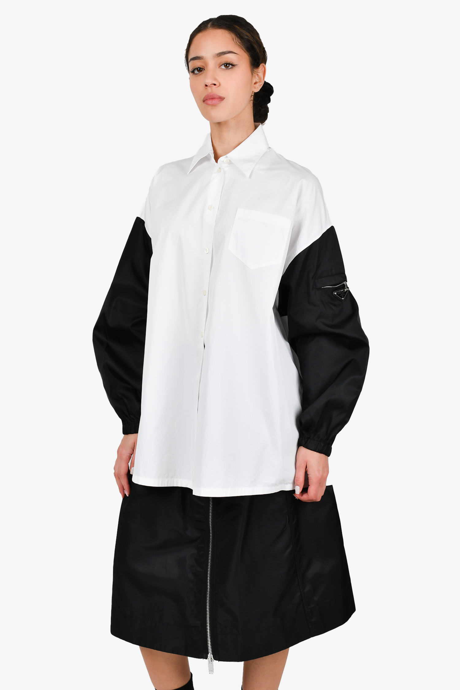 Prada 2021 White/Black Button Down Shirt Size 42