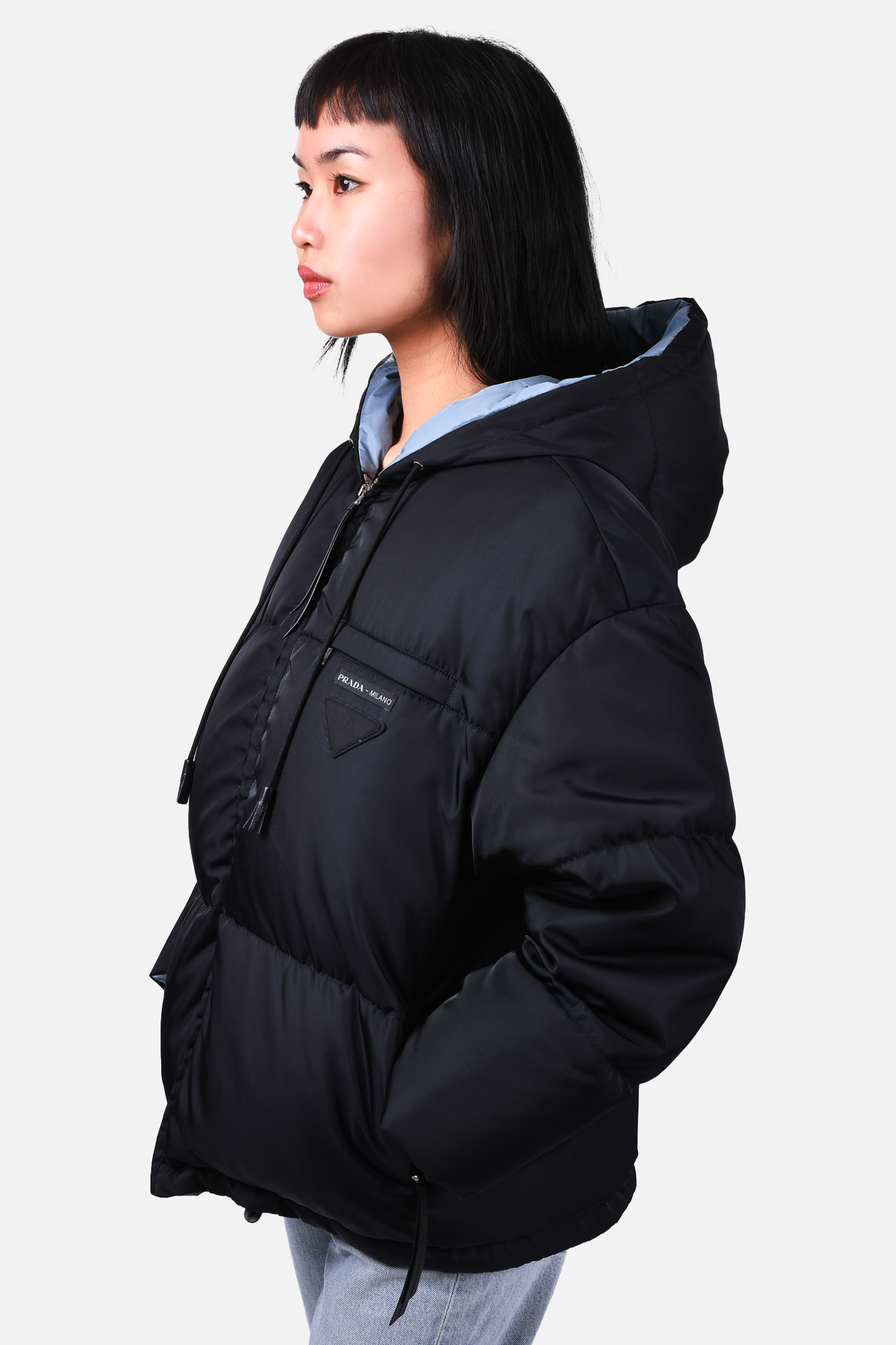 Prada 2022 Black Down Puffer Jacket Size 36