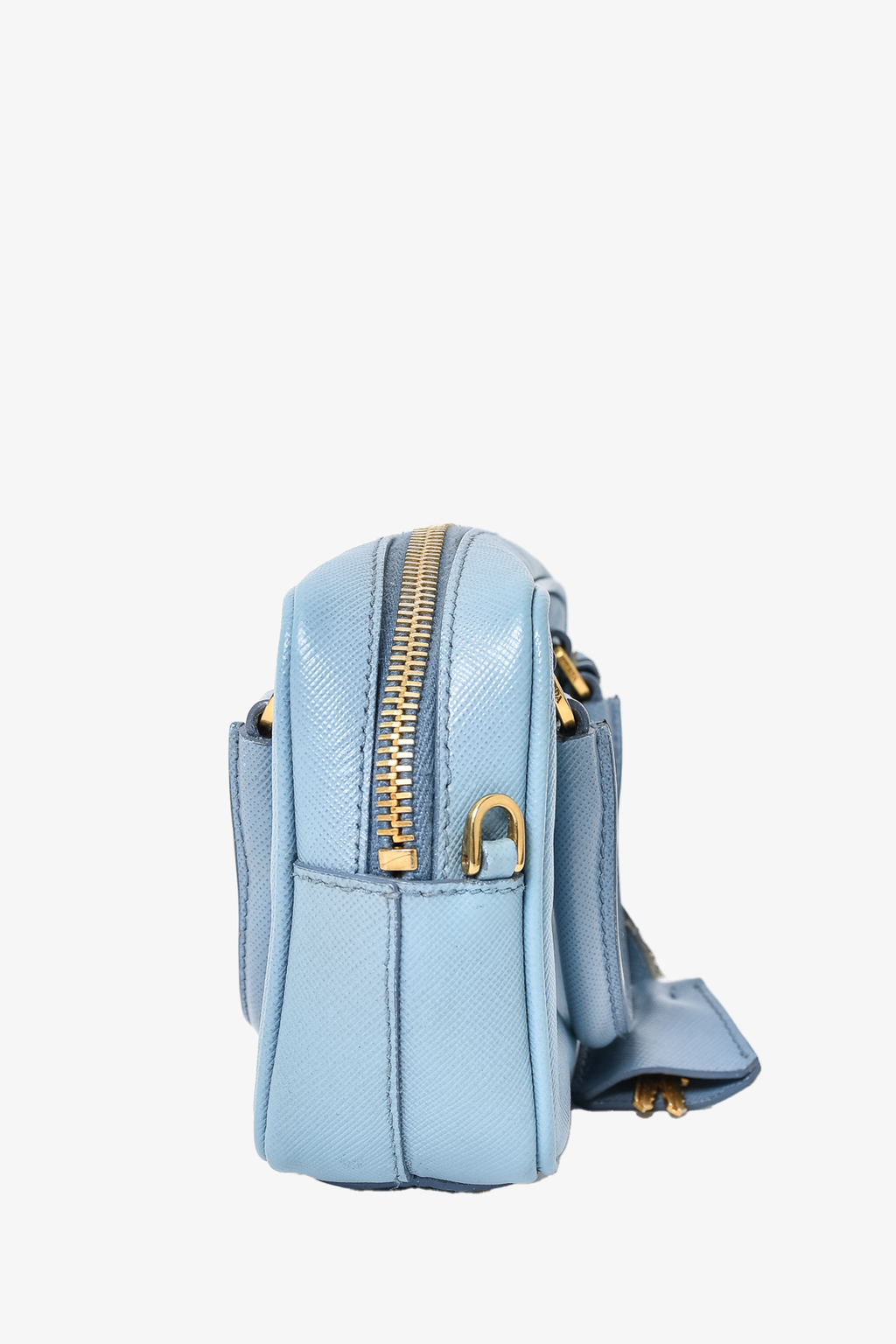 Prada Baby Blue Saffiano Leather Micro Bag with Strap