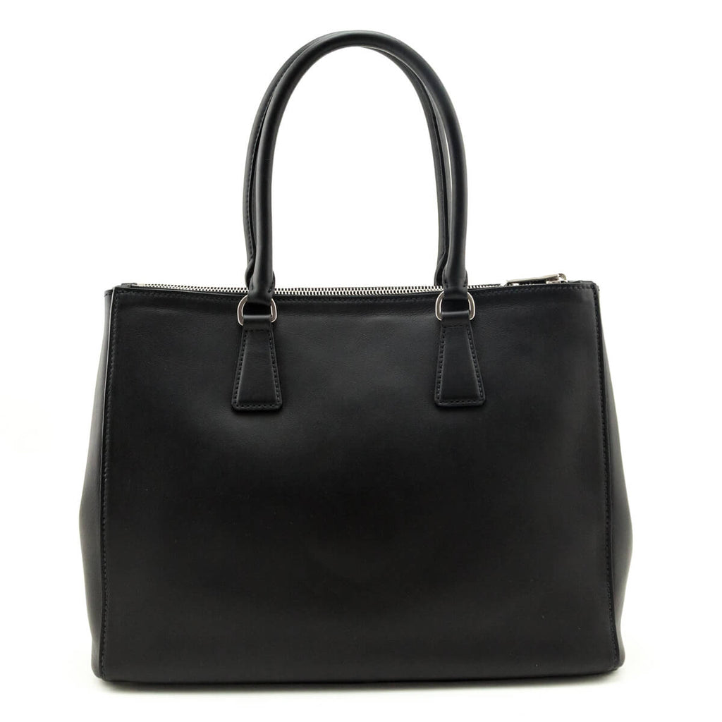 Prada Black City Calf Medium Galleria Double Zip Tote