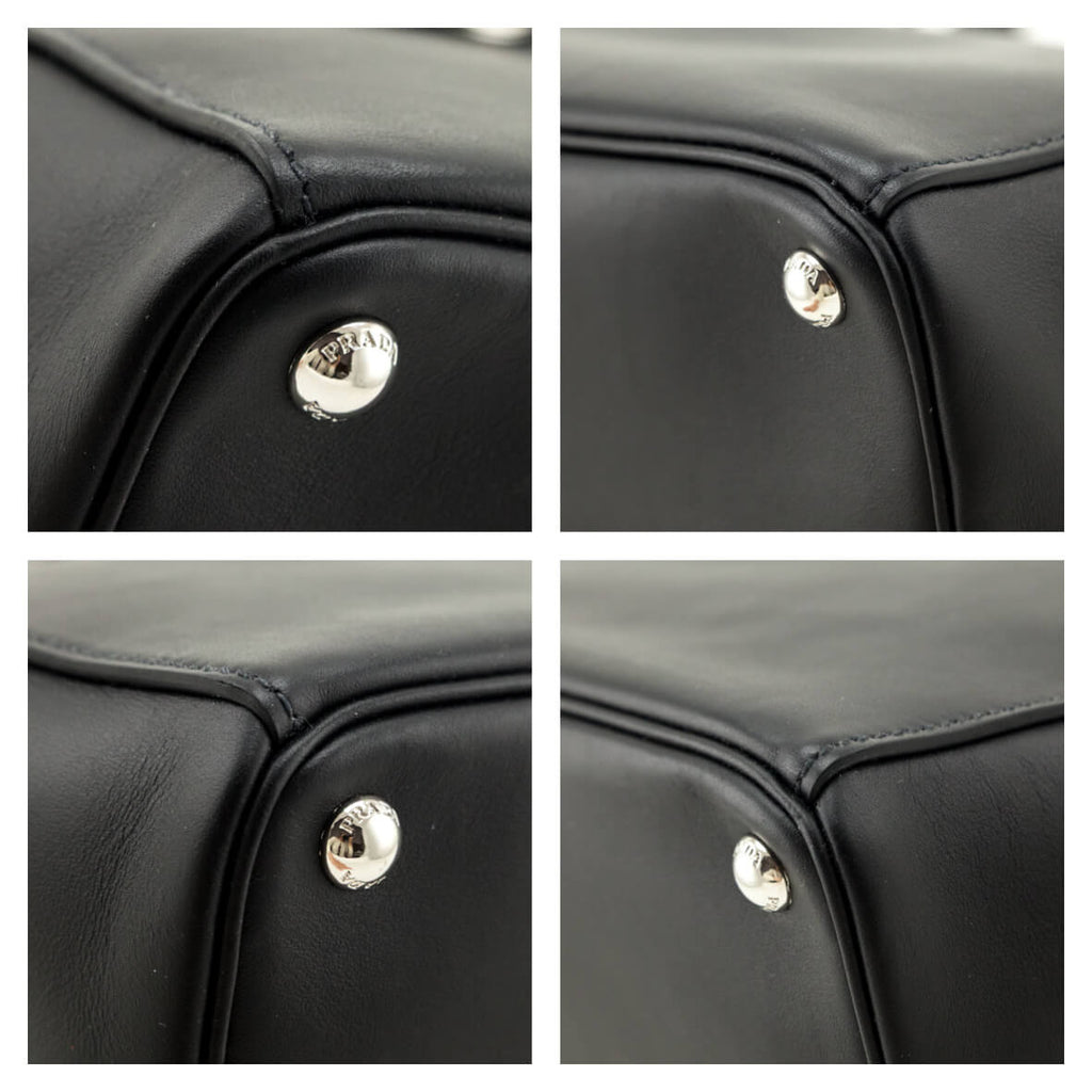 Prada Black City Calf Medium Galleria Double Zip Tote