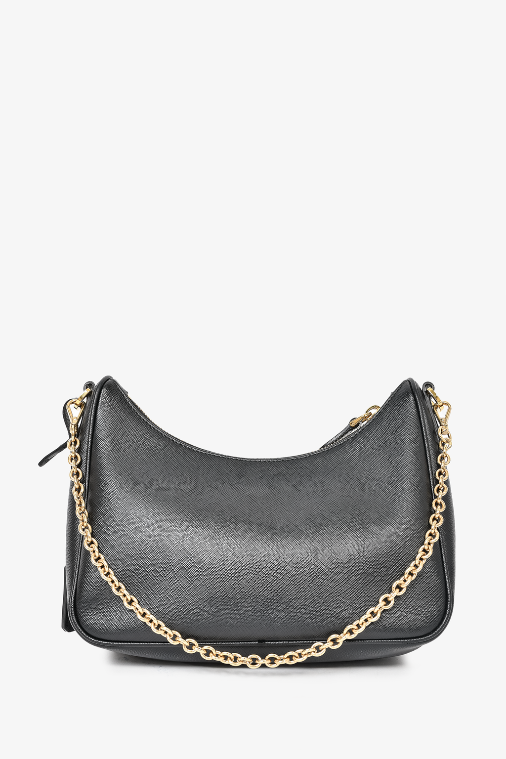 Prada Black Leather Saffiano Re-Edition Bag GHW w/ Strap & Pouch