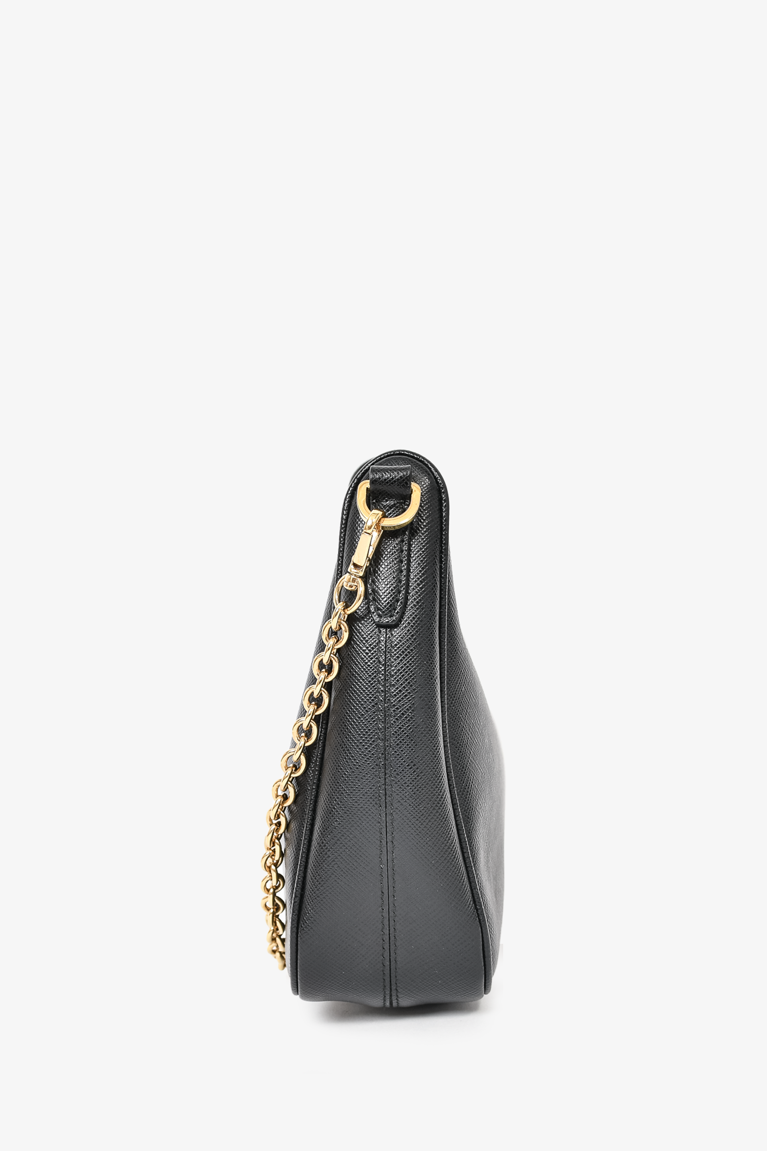 Prada Black Leather Saffiano Re-Edition Bag GHW w/ Strap & Pouch