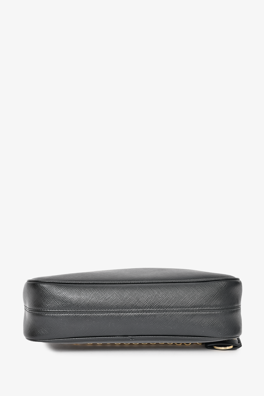 Prada Black Leather Saffiano Re-Edition Bag GHW w/ Strap & Pouch